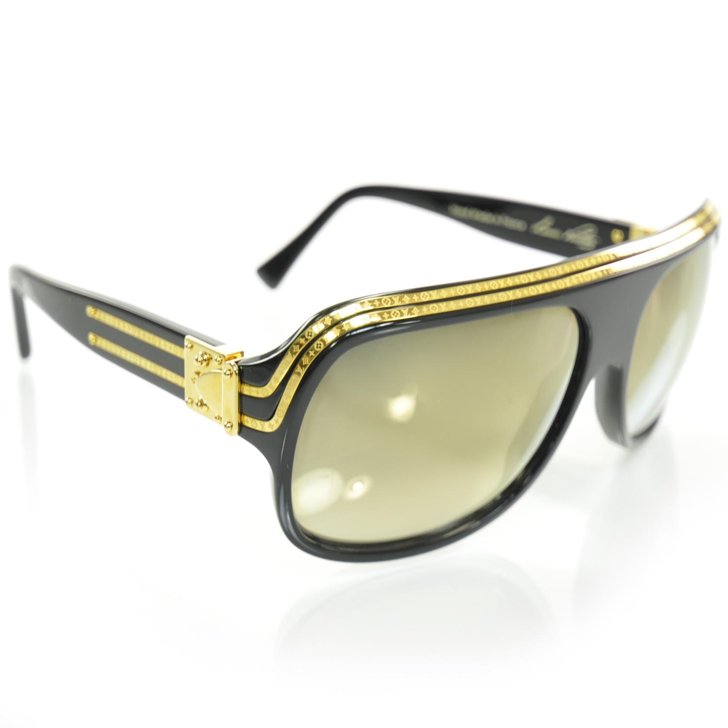 LOUIS VUITTON Millionaire Sunglasses Black w Gold Plated Lenses 22289