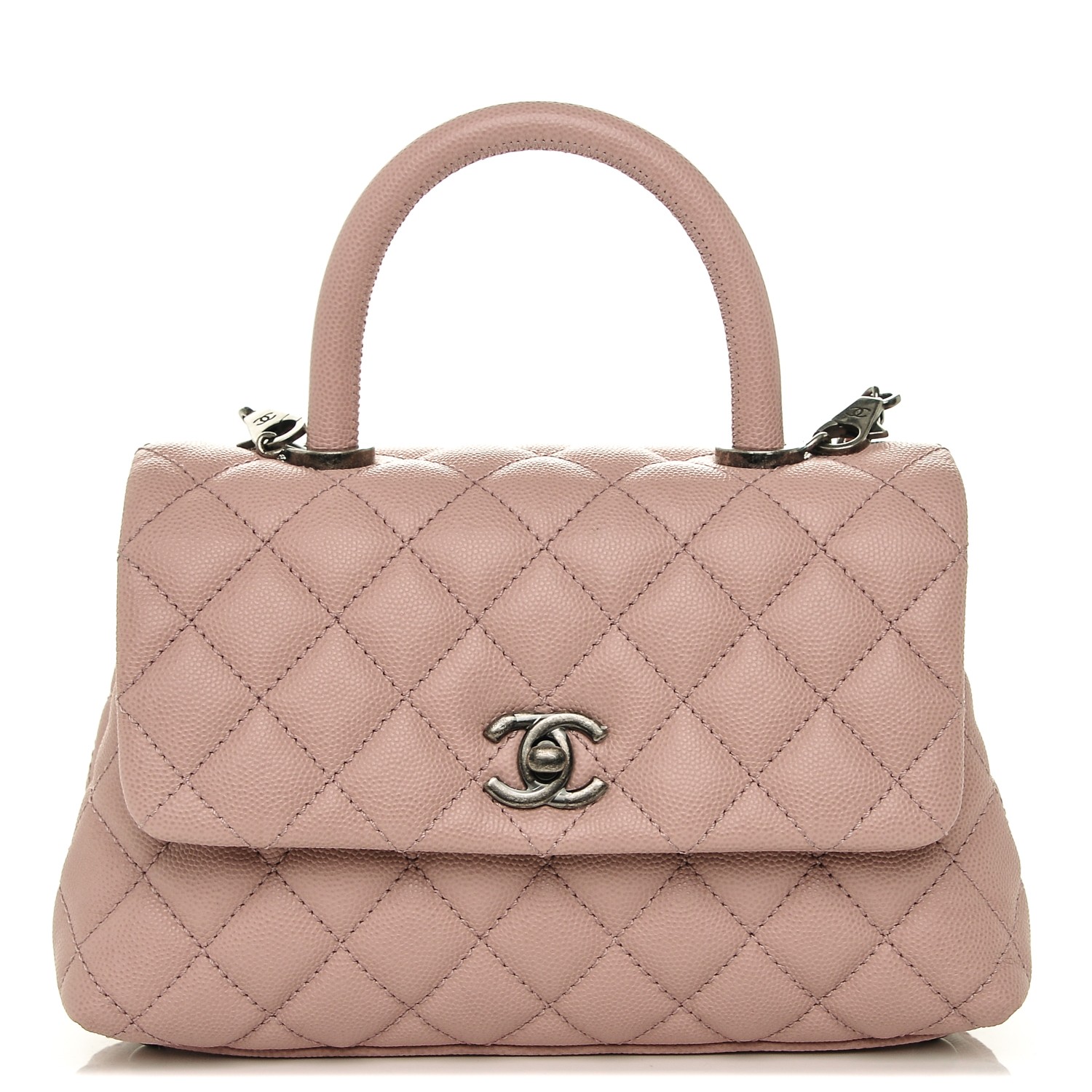CHANEL Caviar Quilted Mini Coco Handle Flap Pink 184774