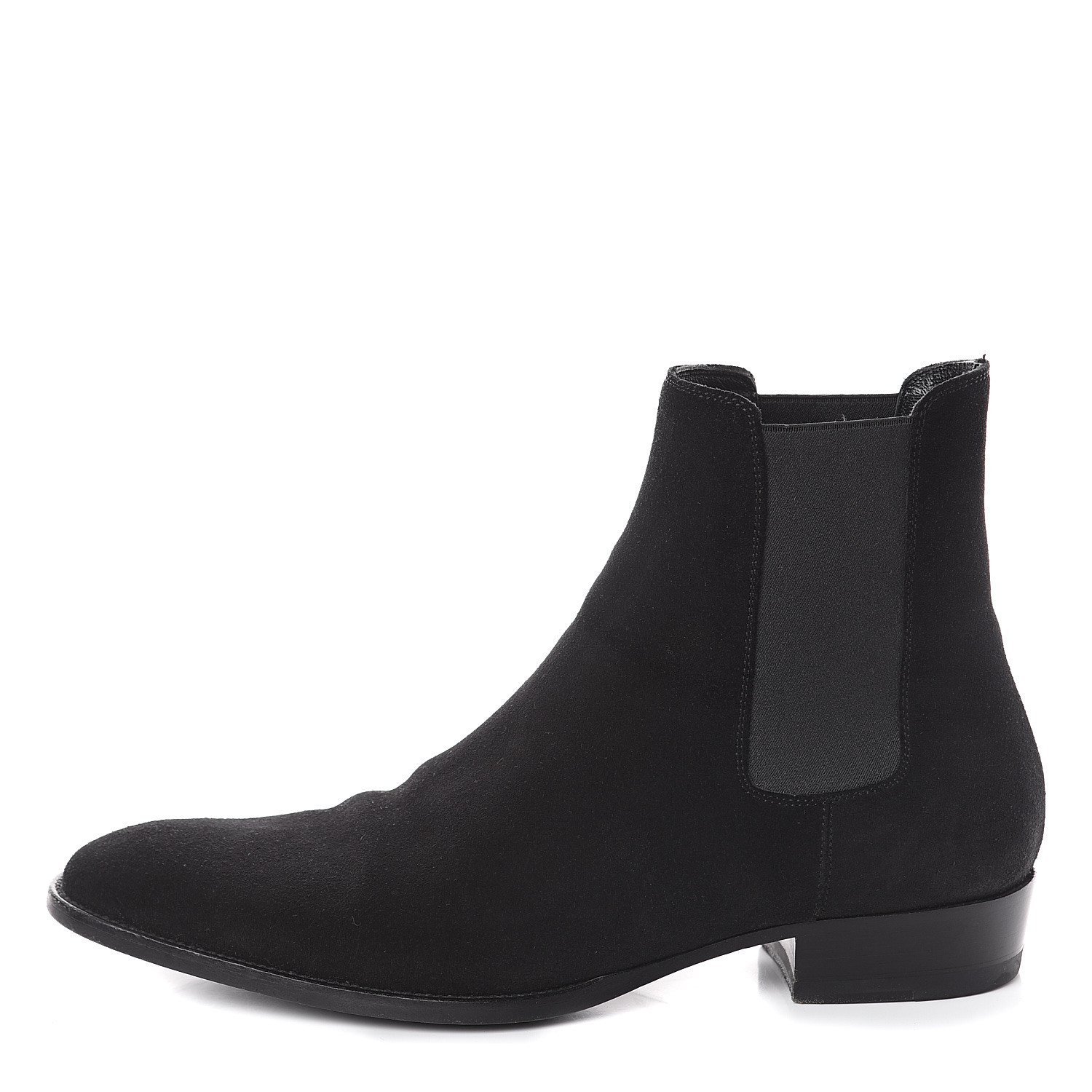 SAINT LAURENT Suede Mens Wyatt Chelsea Boots 41.5 Black 549564