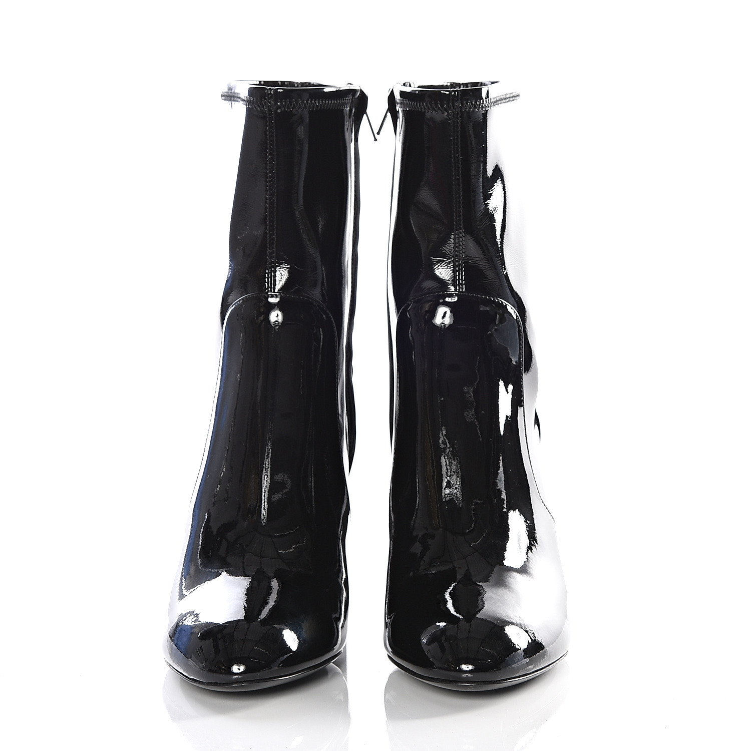 LOUIS VUITTON Patent Uniformes Silhouette Ankle Boots 39 Black 549053