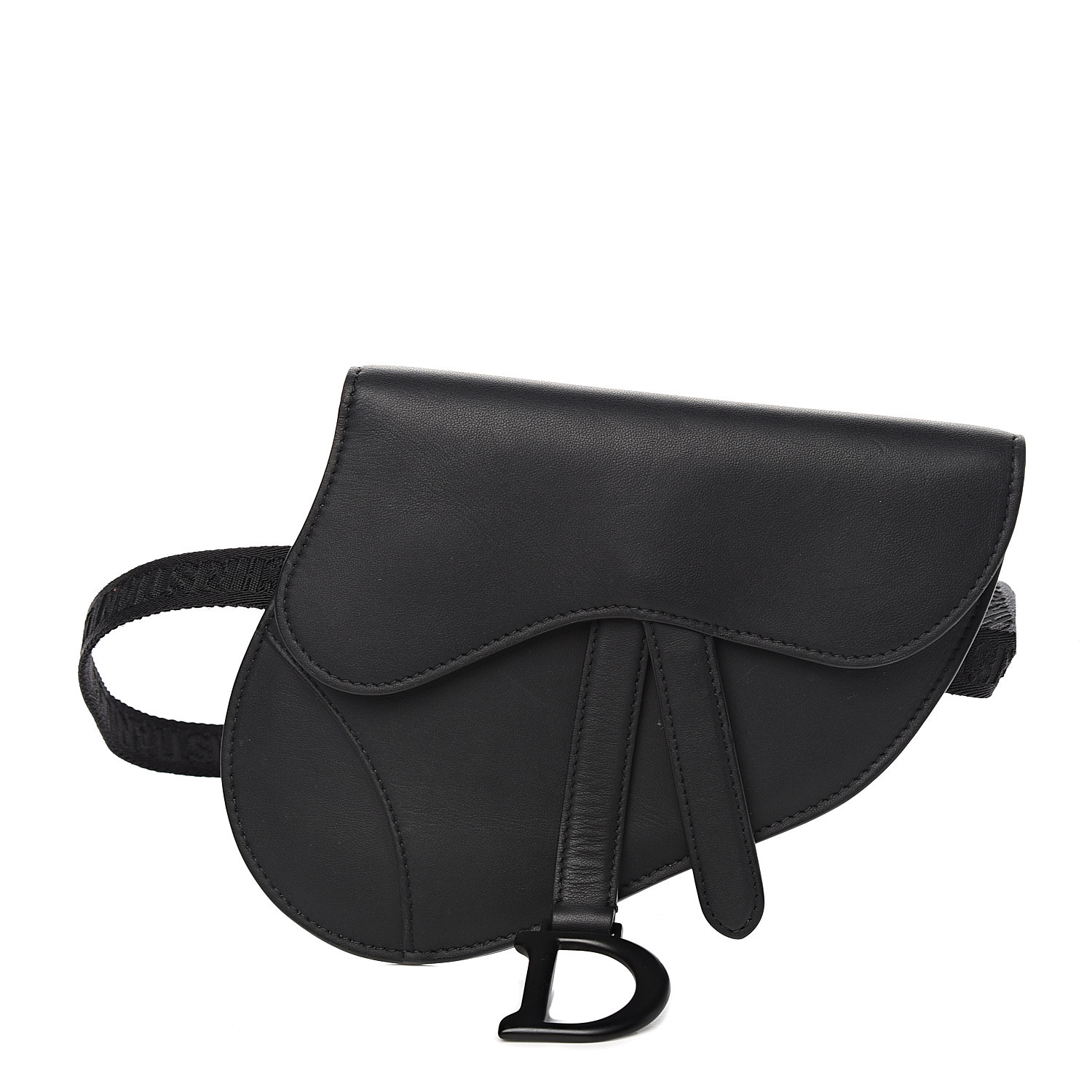 CHRISTIAN DIOR Ultra Matte Calfskin Saddle Belt Bag Black 546904 ...