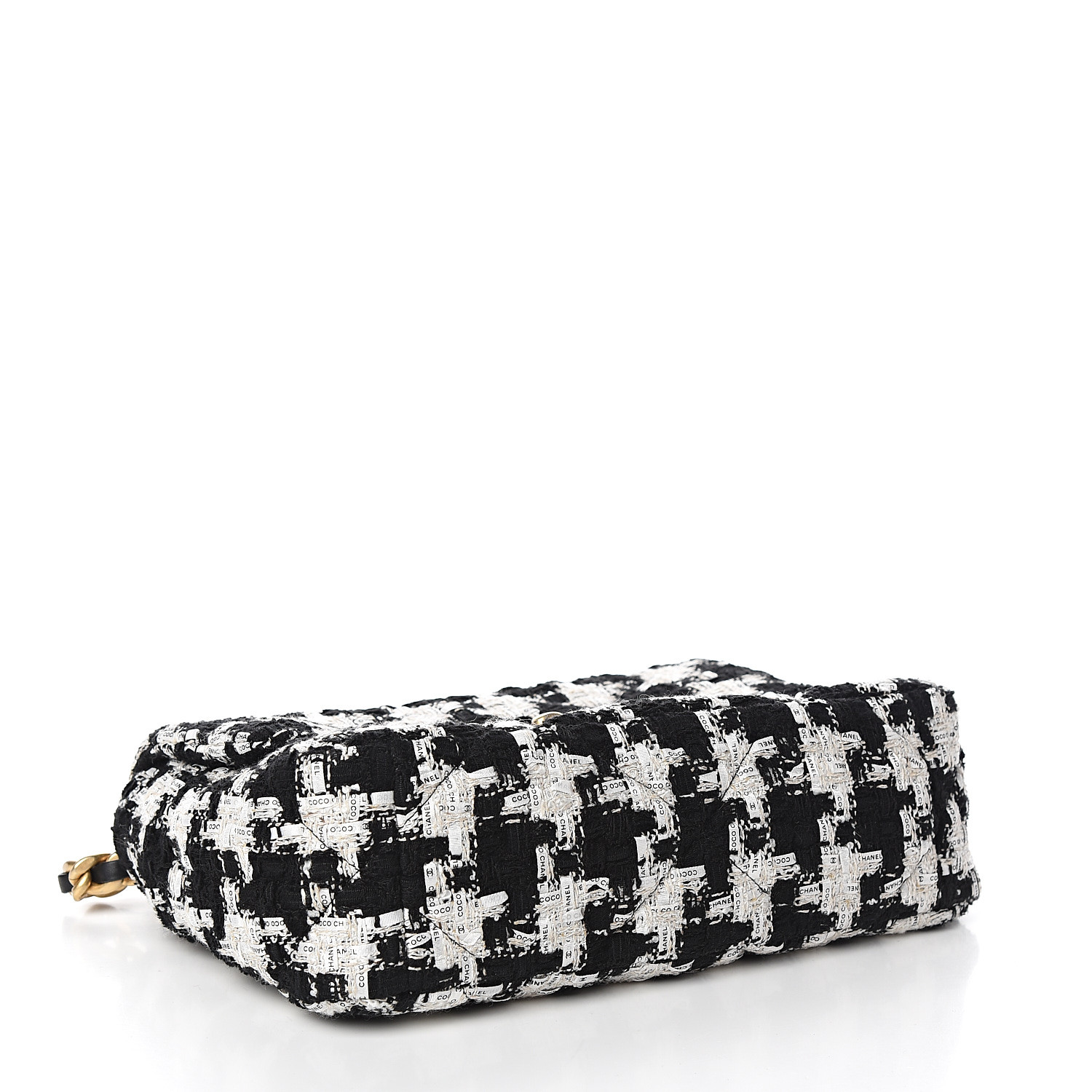 black and white tweed bag