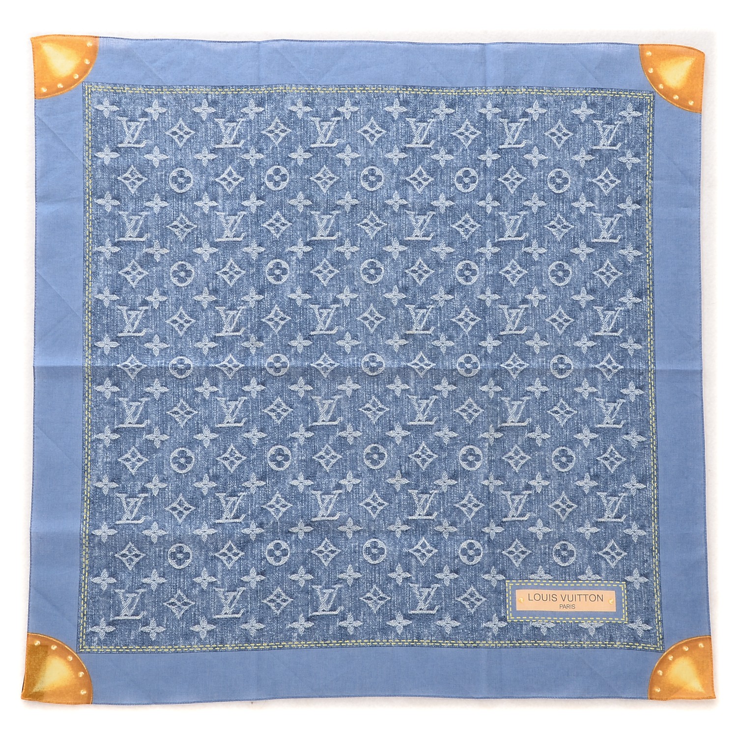Beste LOUIS VUITTON Silk Monogram Denim Bandana Scarf Blue 184984 DL-79