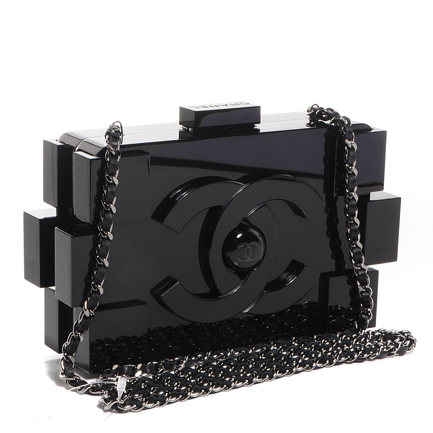 CHANEL Plexiglass Barcode Boy Brick Lego Clutch Black 79455 | FASHIONPHILE