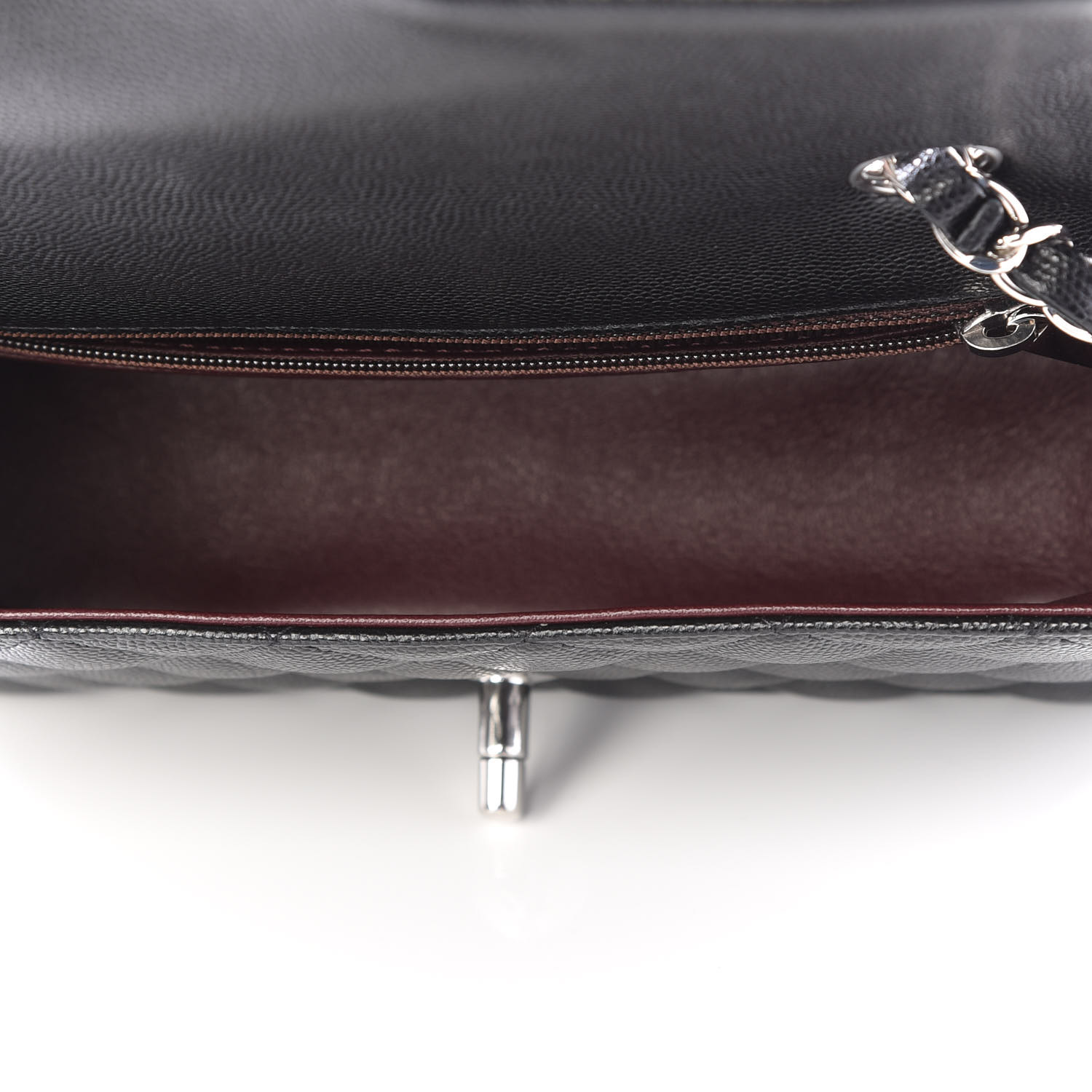 caviar quilted mini top handle rectangular flap black