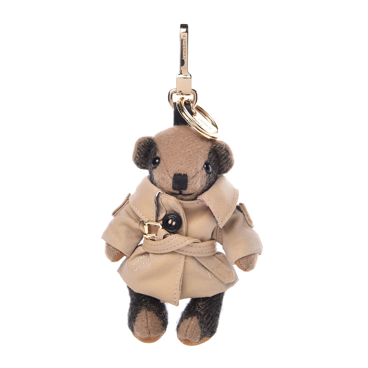 BURBERRY Cashmere Thomas Trench Teddy Bear Keychain Charm Camel 371827