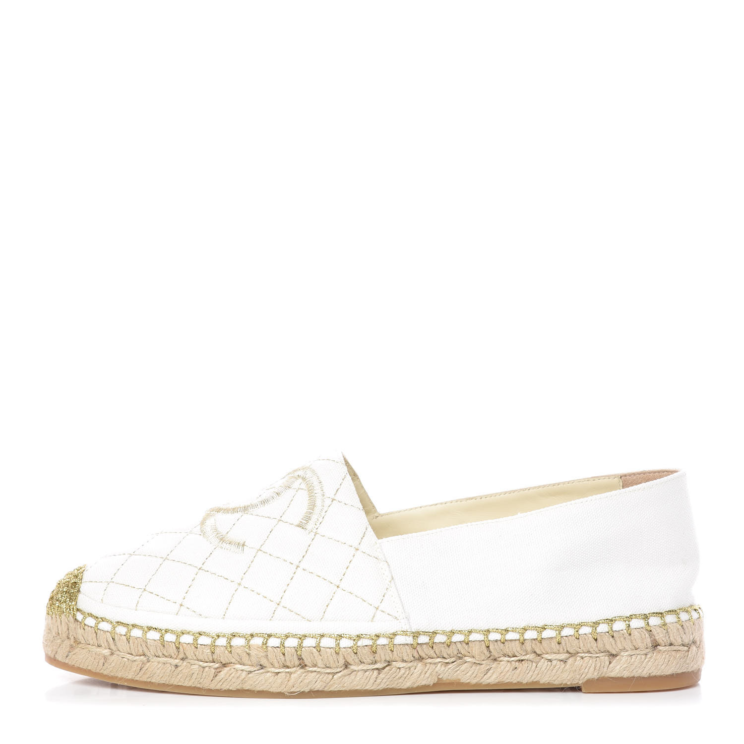 white and gold espadrilles