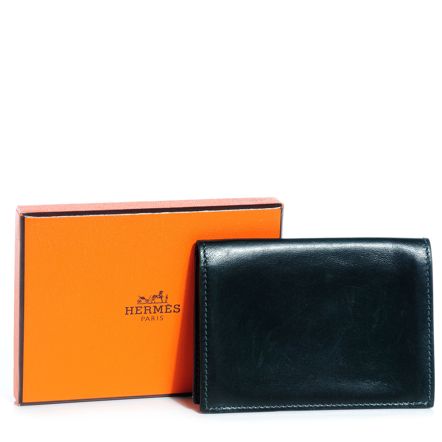 HERMES Box Porte-Cartes Card Holder Vert Fonce 74900 | FASHIONPHILE