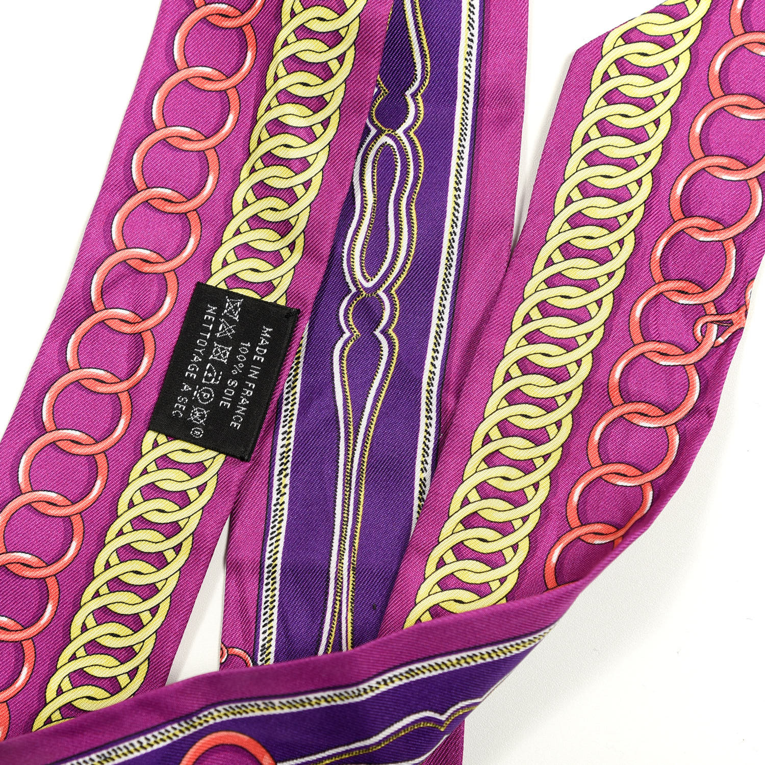 HERMES Silk Maillons Twilly Fuchsia Violet Jaune 703998 | FASHIONPHILE