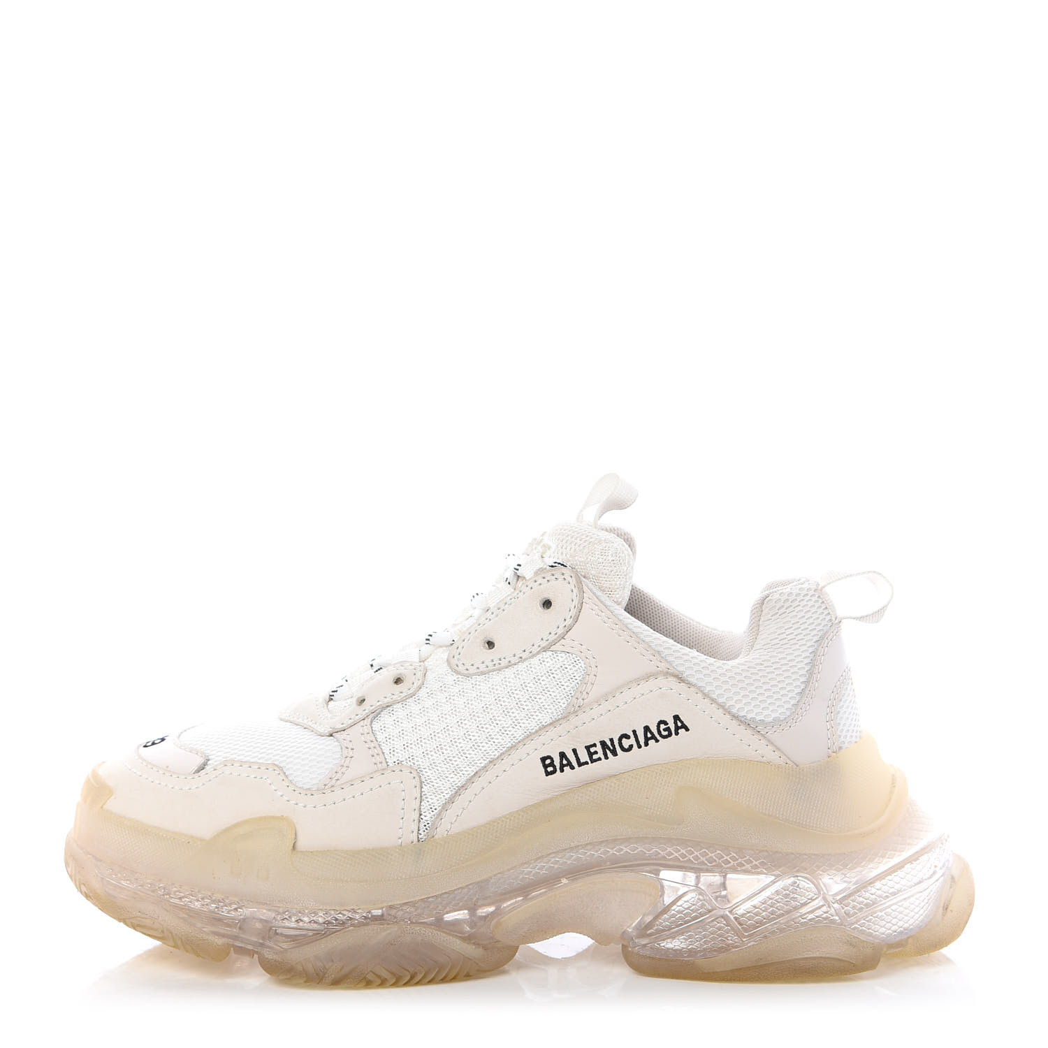 dybt ketcher budget BALENCIAGA Calfskin Mesh Womens Triple S Retro Sneakers 39 White 699223 |  FASHIONPHILE