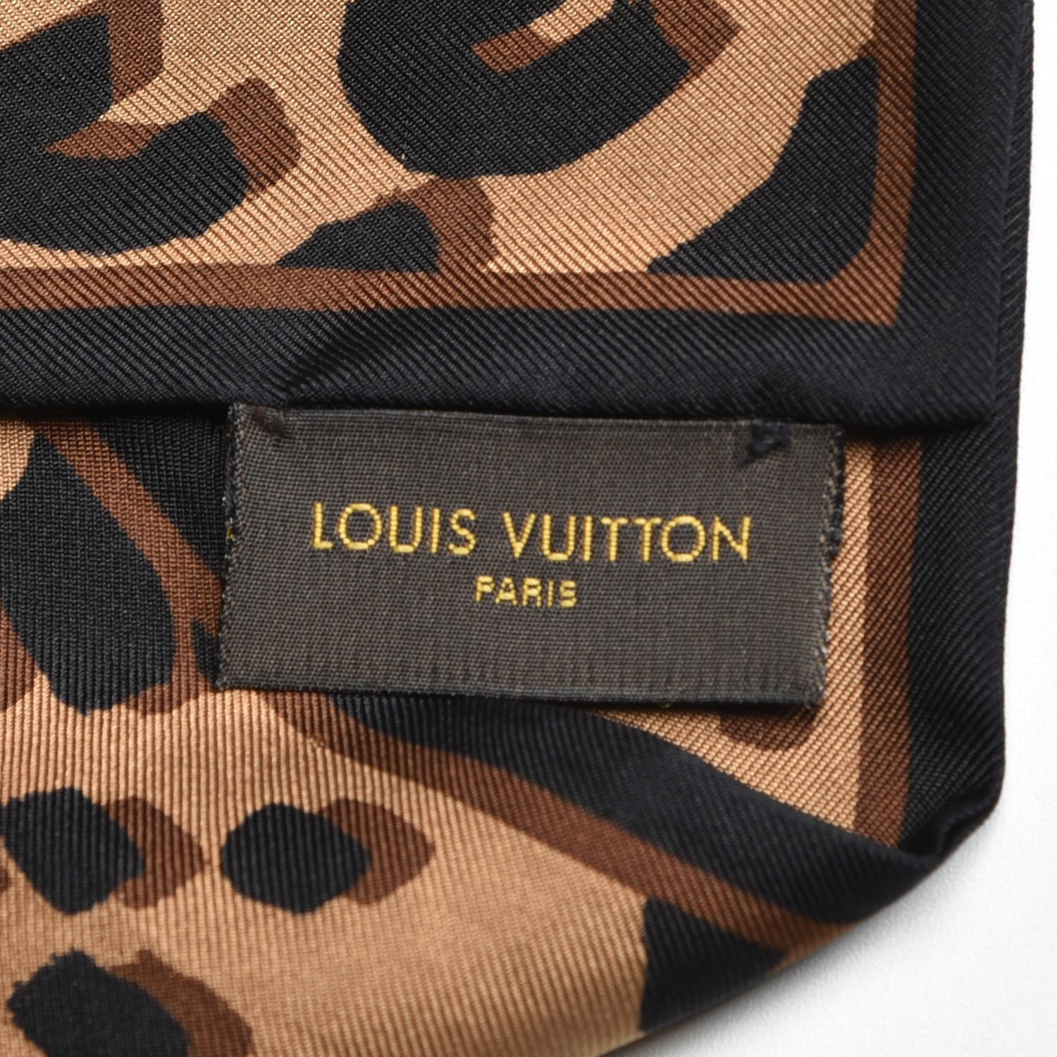 Louis Vuitton Silk Leopard Bandeau Scarf Marron