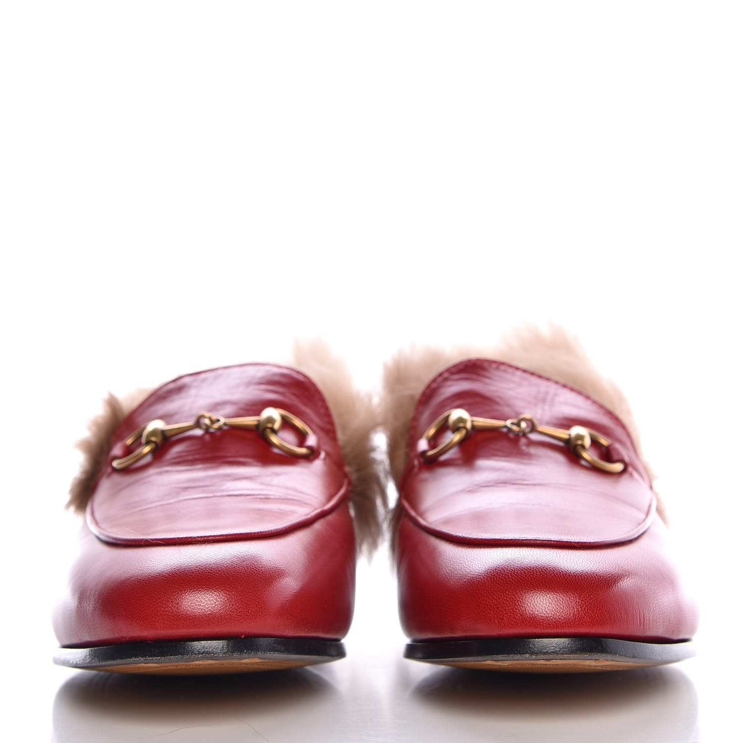 red loafers with fur
