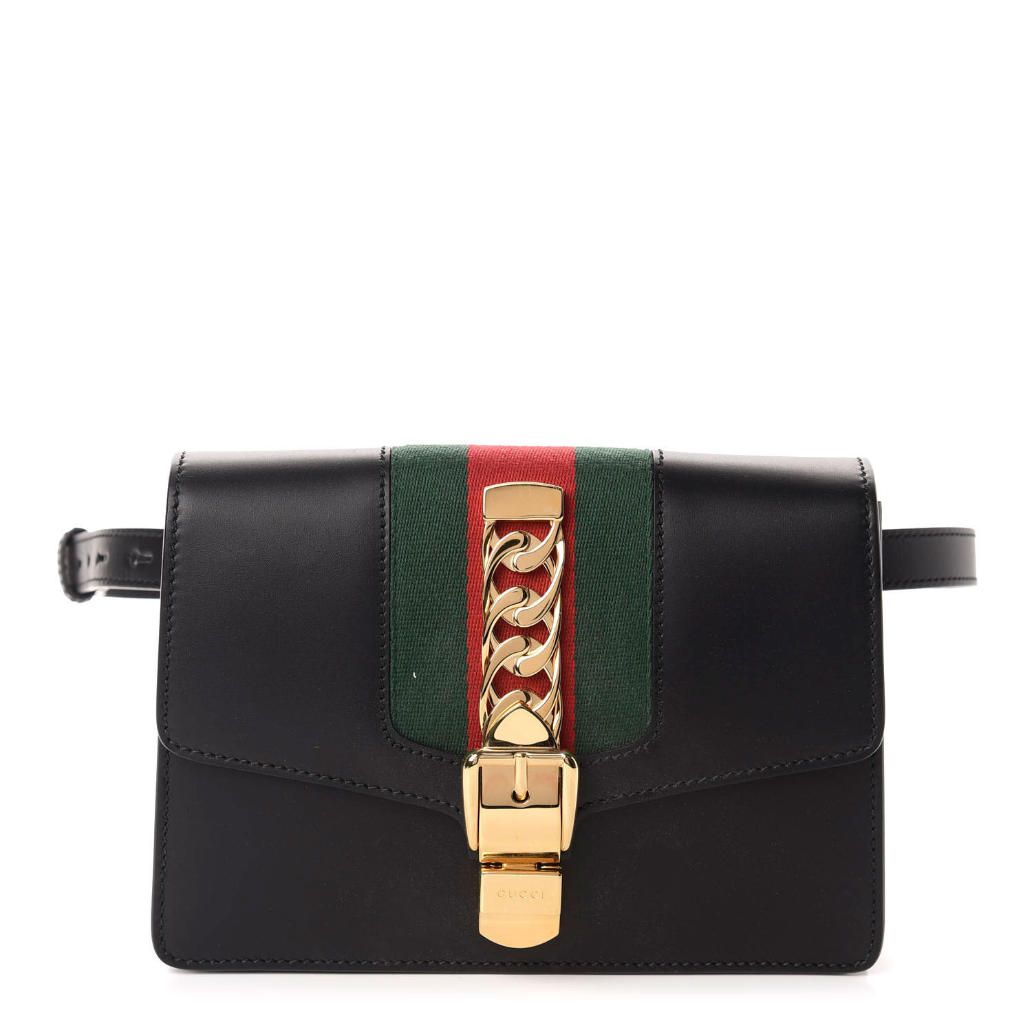 GUCCI Calfskin Sylvie Belt Bag Black 