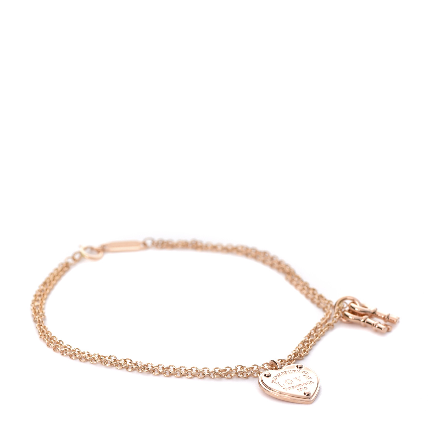 love heart tag key bracelet