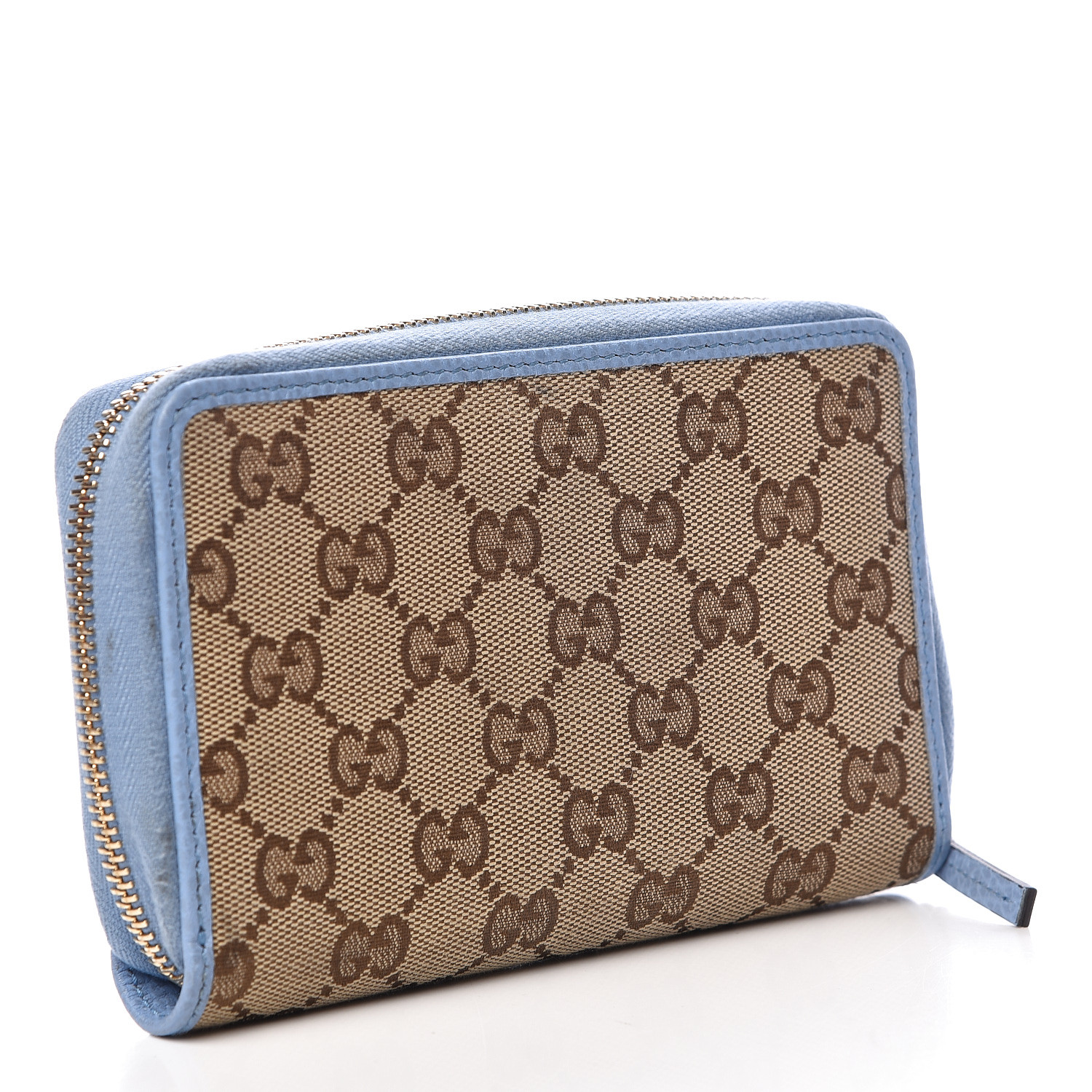 GUCCI Monogram Zip Around Wallet Blue 474192