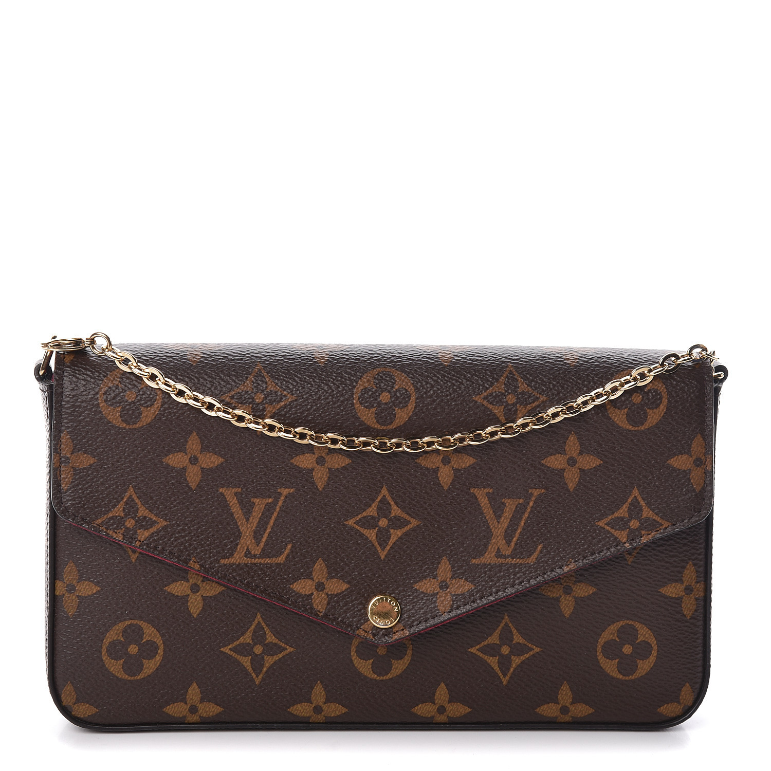 louis vuitton pochette felicie monogram fuchsia LOUIS VUITTON Monogram Pochette Felicie Chain Wallet Fuchsia 475634
