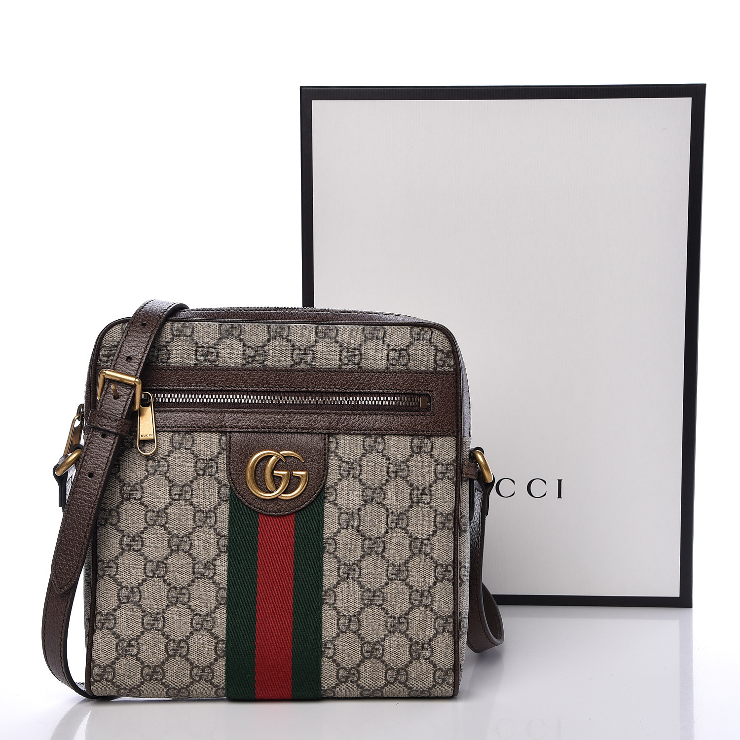 GUCCI GG Supreme Monogram Web Small Ophidia Messenger Bag Brown 471983