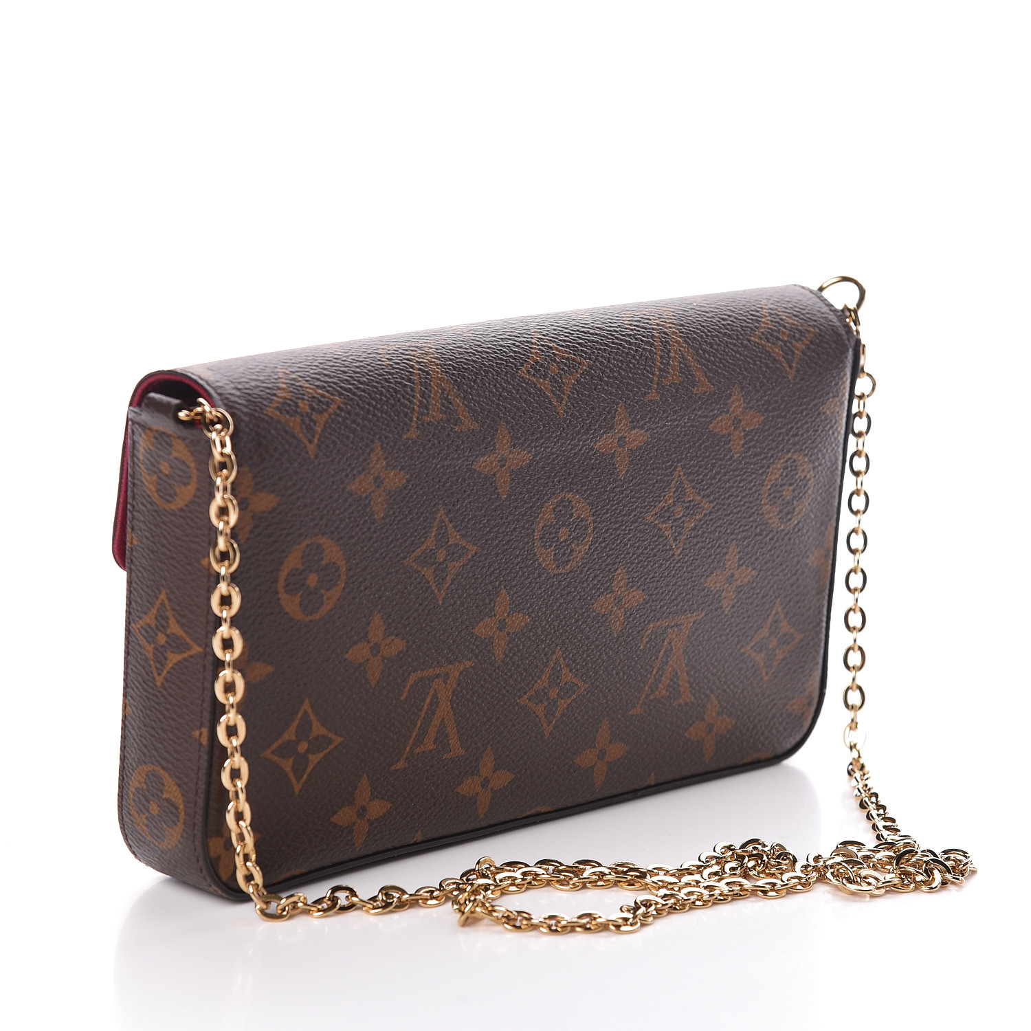 louis vuitton pochette felicie monogram fuchsia LOUIS VUITTON Monogram Pochette Felicie Chain Wallet Fuchsia 475634