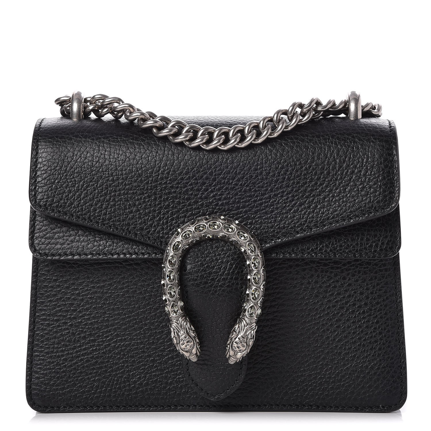 GUCCI Calfskin Mini Dionysus Shoulder Bag Black 275243