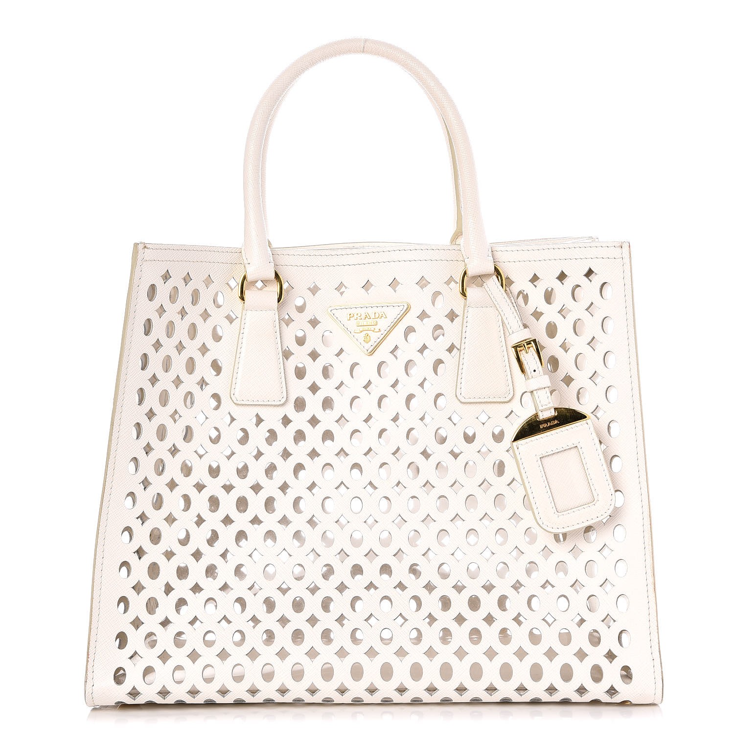 prada perforated tote