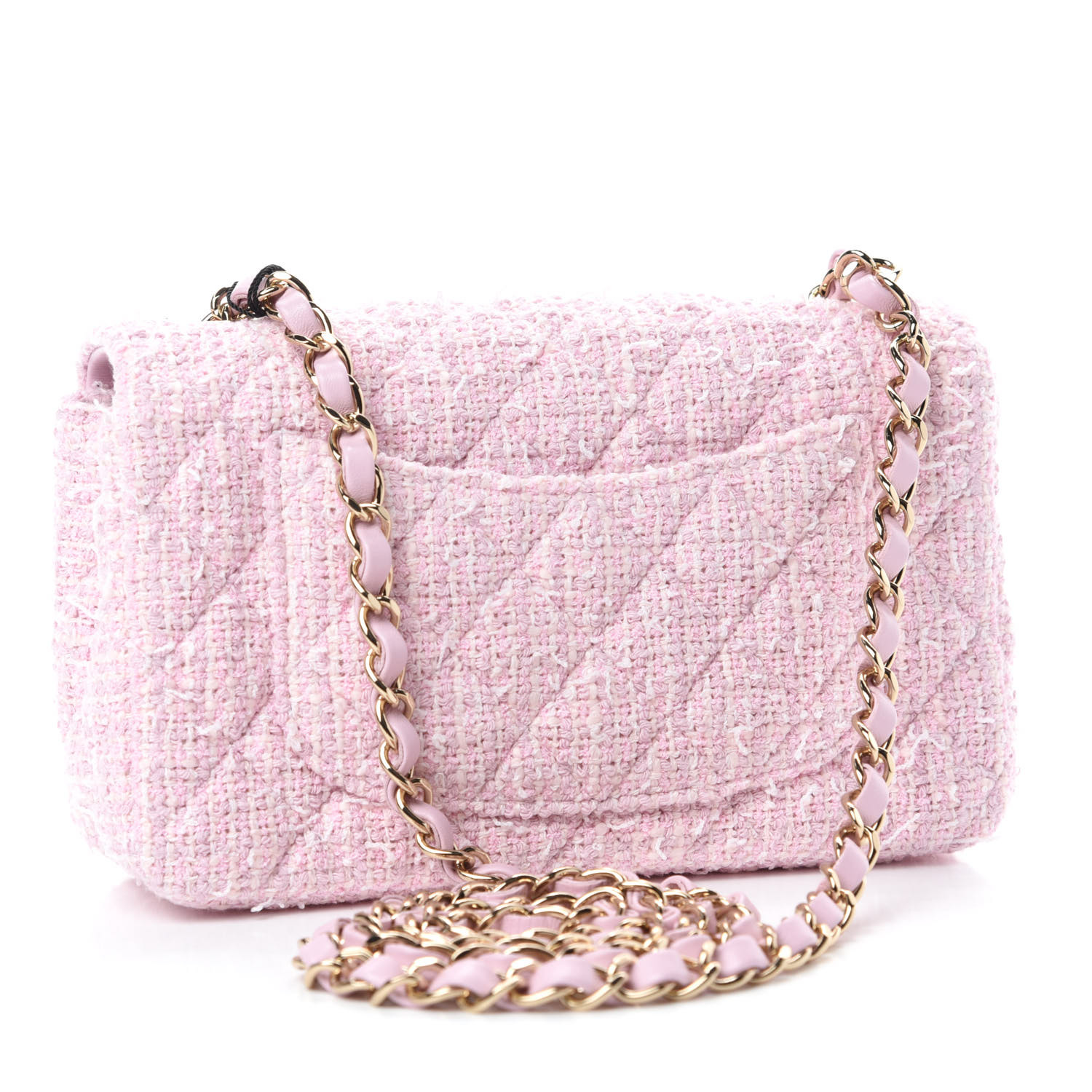 CHANEL Tweed Quilted Mini Rectangular Flap Pink 722797 | FASHIONPHILE