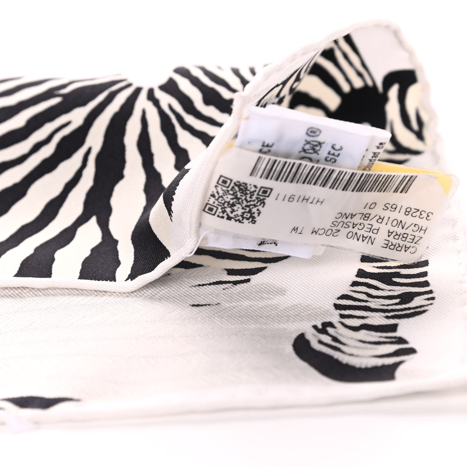 HERMES Silk Zebra Pegasus Nano Scarf 20 Black White 723099 FASHIONPHILE