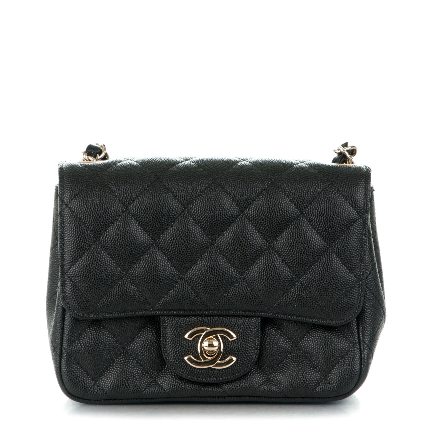 chanel square mini black caviar