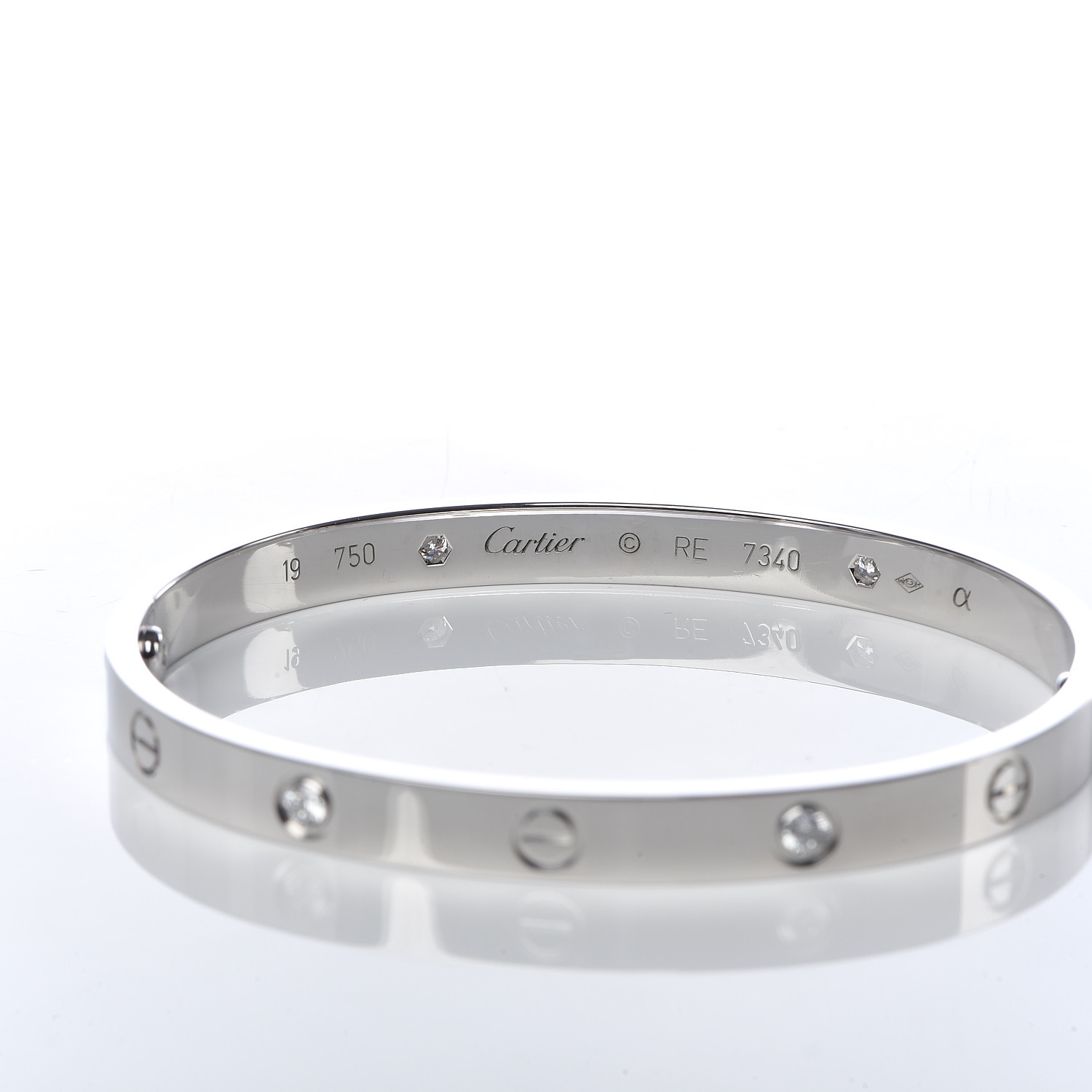 CARTIER 18K White Gold 4 Diamond LOVE Bracelet 19 496605 FASHIONPHILE