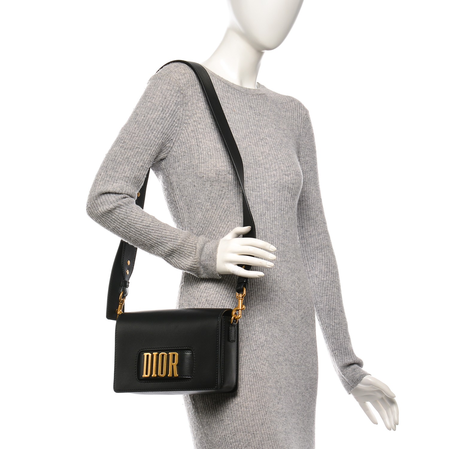 DIOR Smooth Calfskin Dio(r)evolution Flap Bag Black 193730