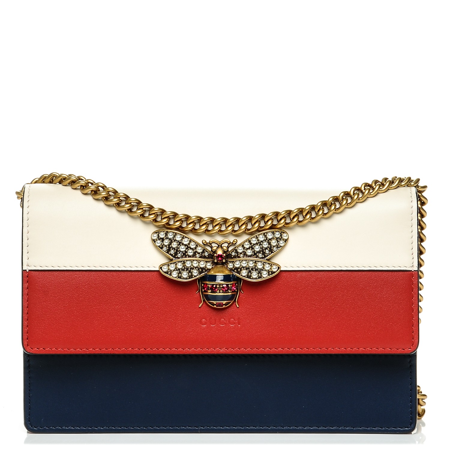 red white and blue gucci purse