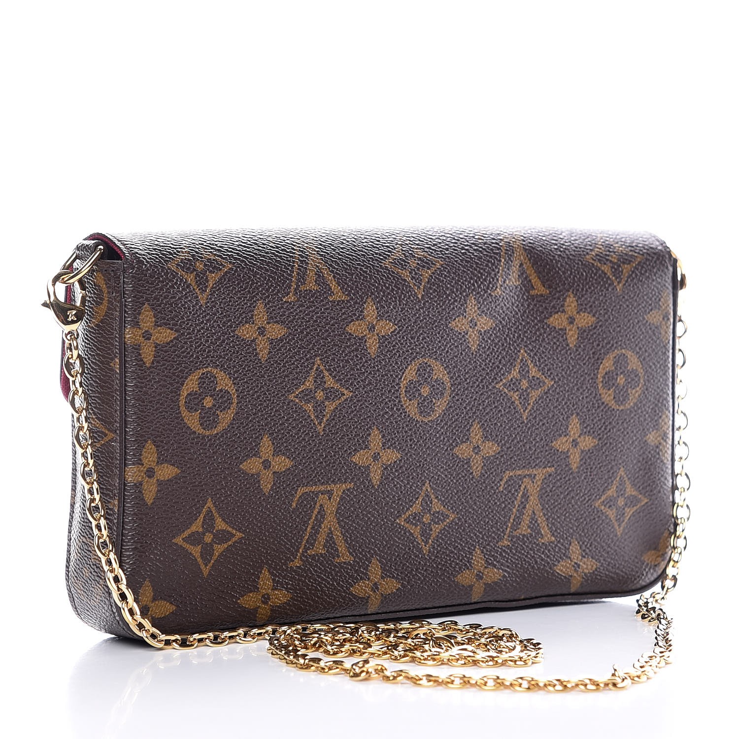 LOUIS VUITTON Monogram Pochette Felicie Chain Wallet Fuchsia 347842