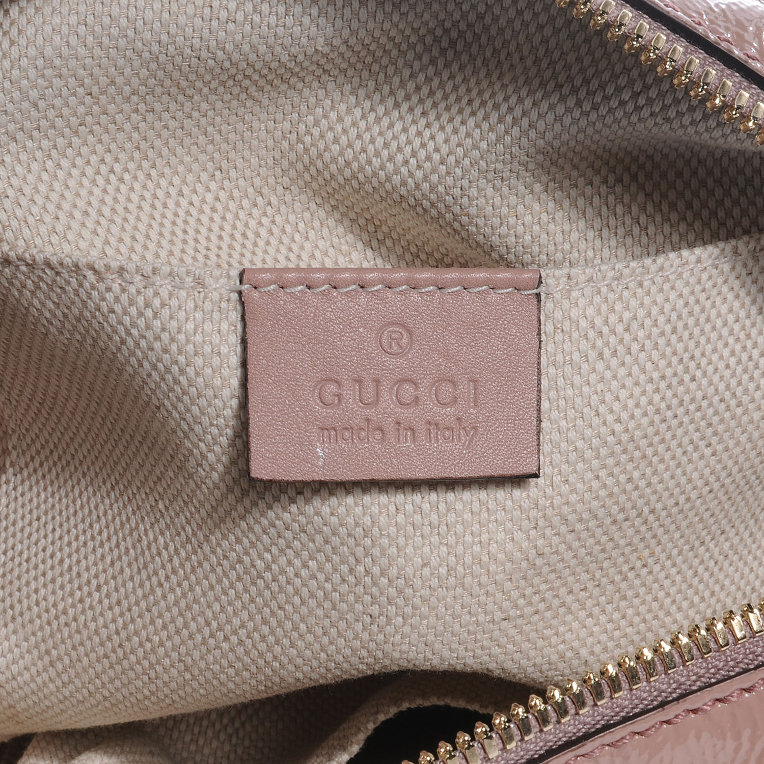 GUCCI Soft Patent Small Soho Disco Bag Blush Pink 61383