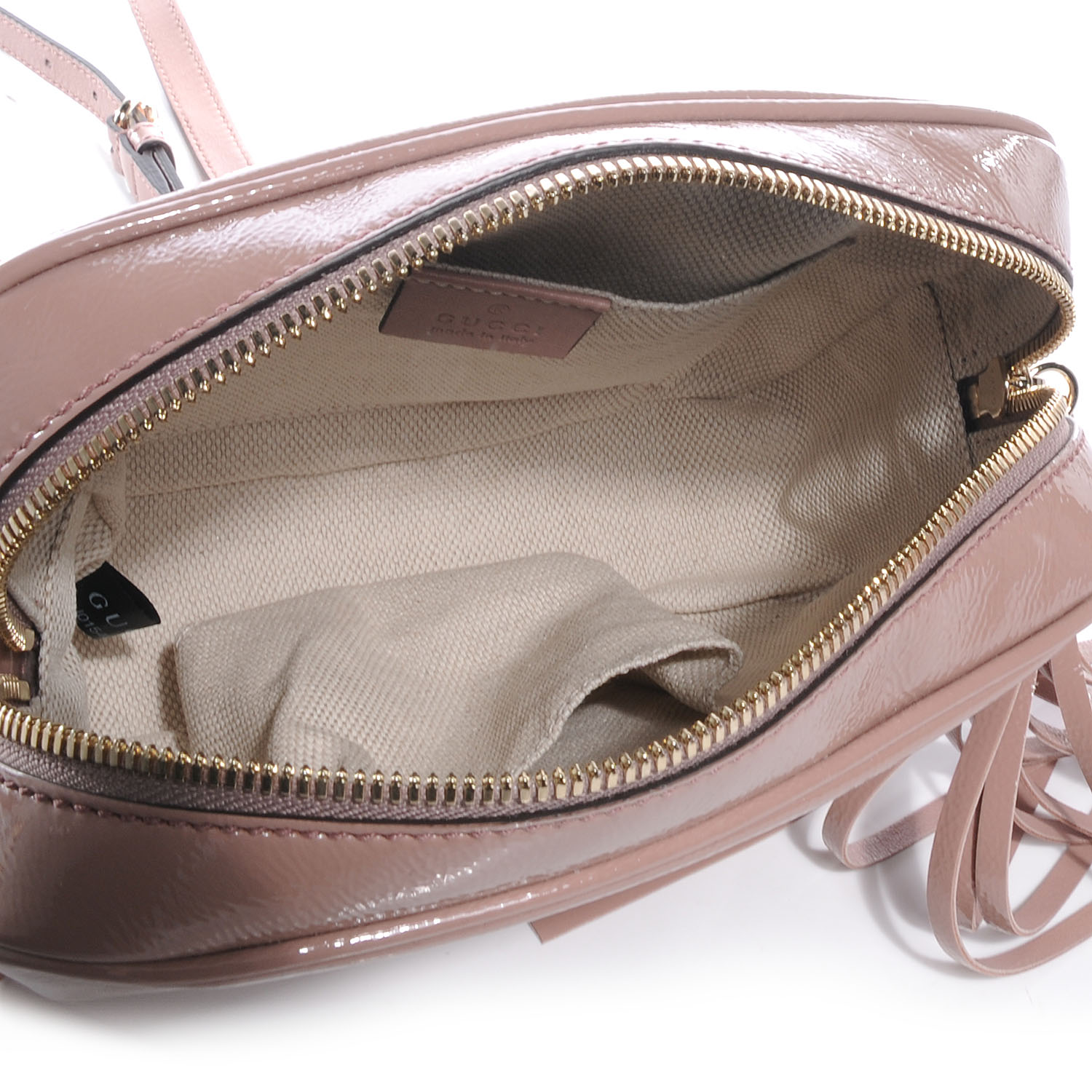 GUCCI Soft Patent Small Soho Disco Bag Blush Pink 61383