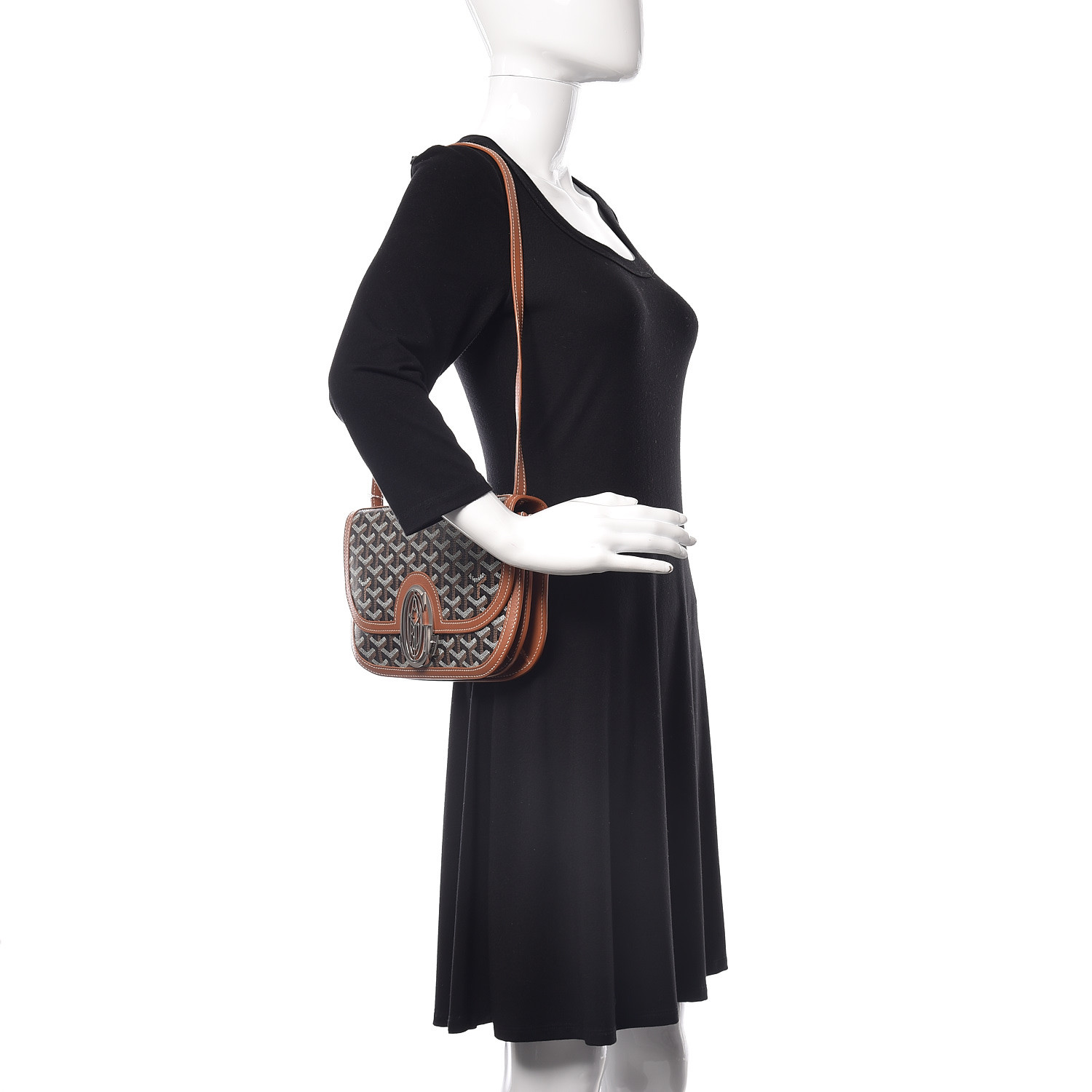 GOYARD Goyardine 233 PM Shoulder Bag Black Gold 392869