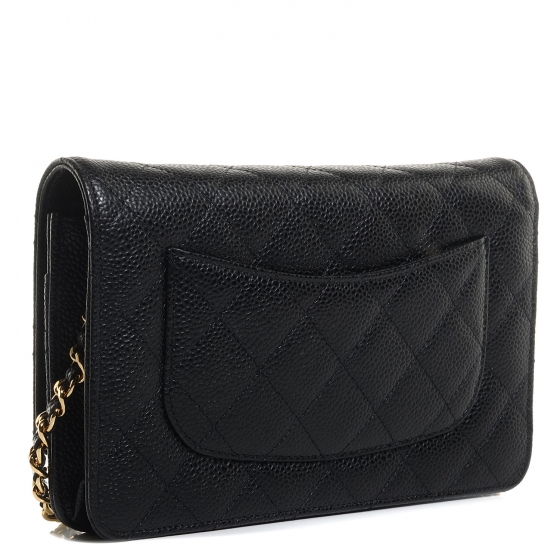 CHANEL Caviar Quilted Wallet on Chain WOC Black 89775