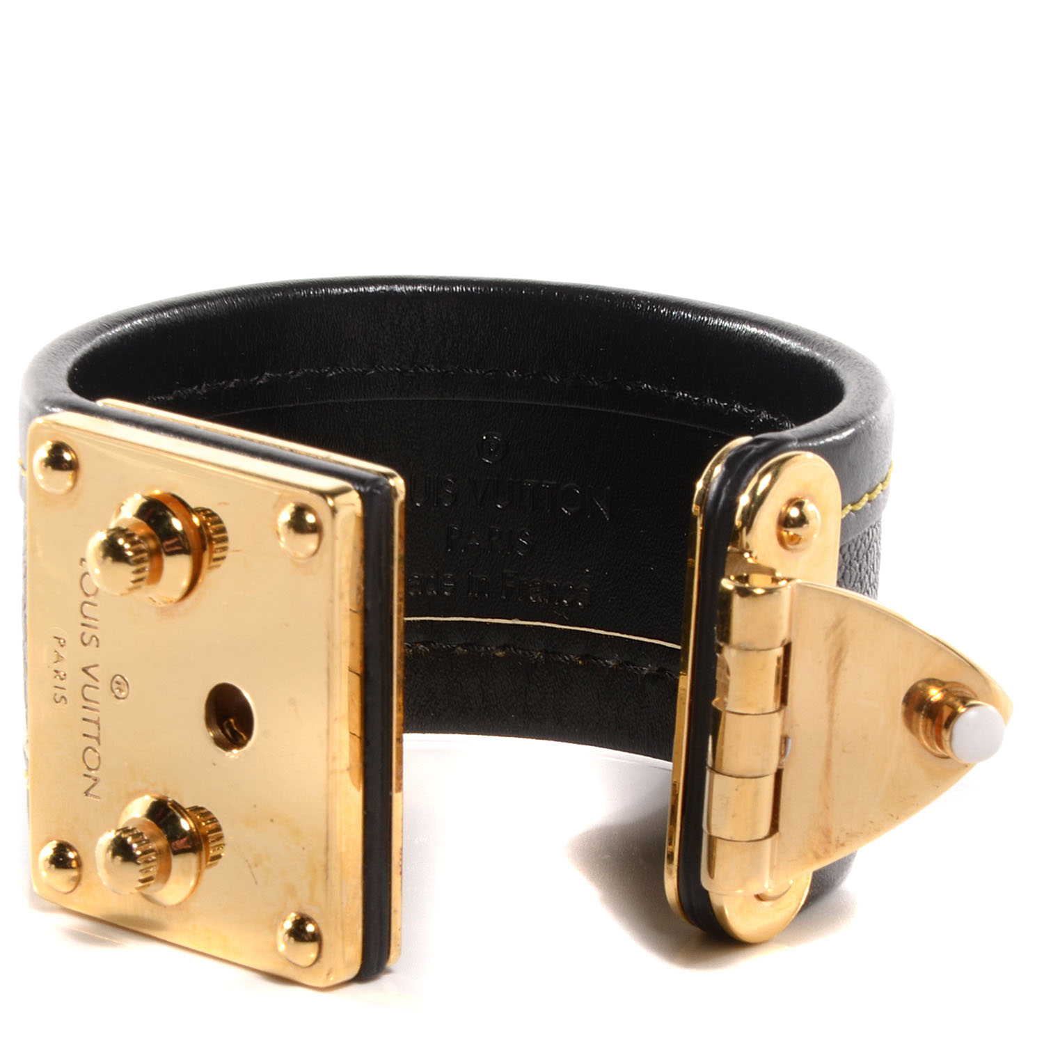 LOUIS VUITTON Chèvre Suhali S Lock Bracelet Small Black 74846