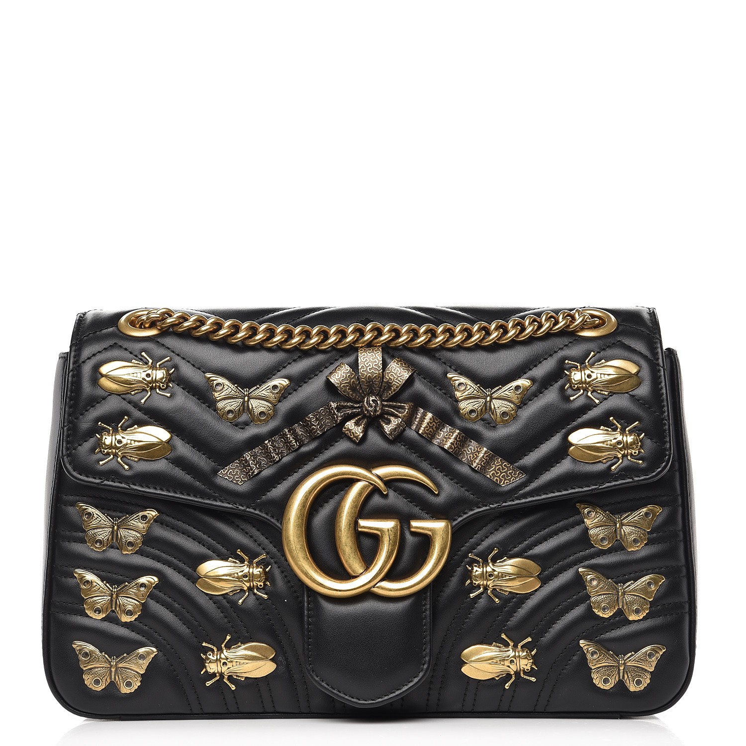 GUCCI Calfskin Matelasse Animal Studs 