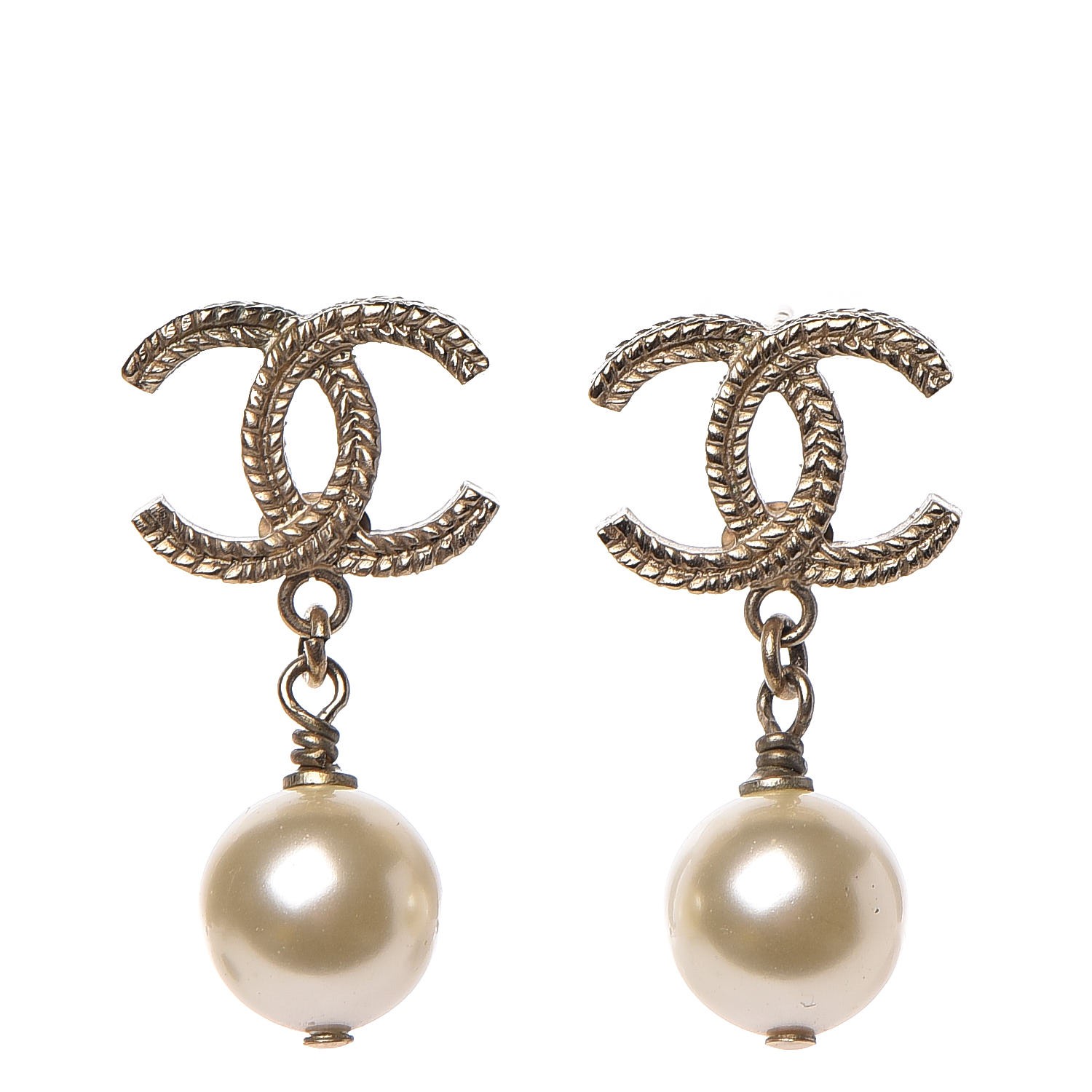 pearl cc earrings