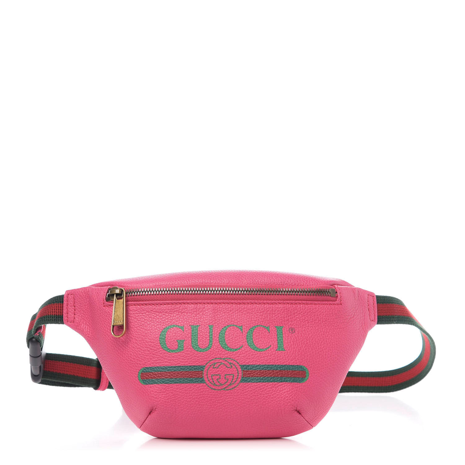 gucci print small belt bag pink GUCCI Grained Calfskin Small Gucci Print Belt Bag Pink 594793