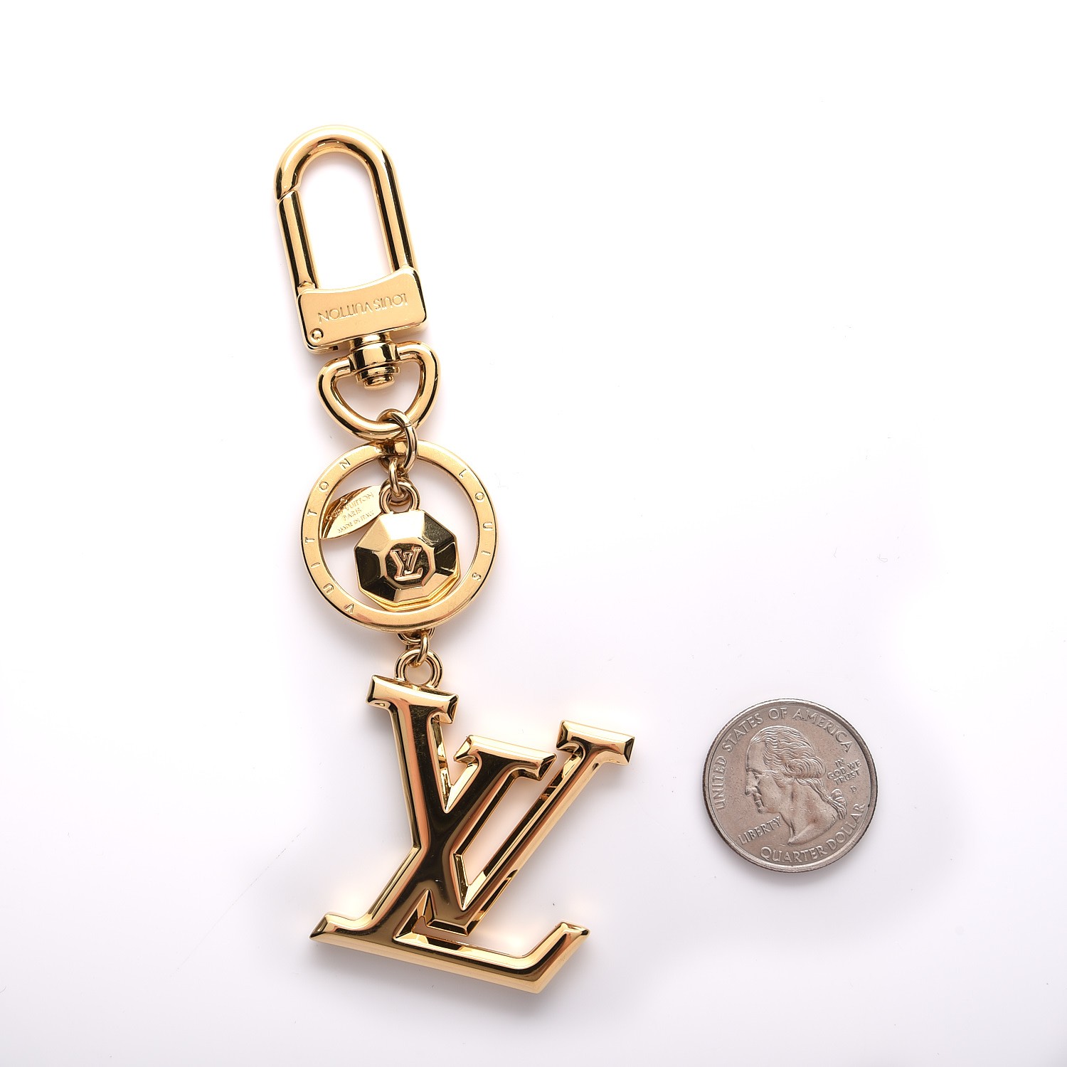 LOUIS VUITTON LV Facettes Bag Charm Key Holder Gold 203042