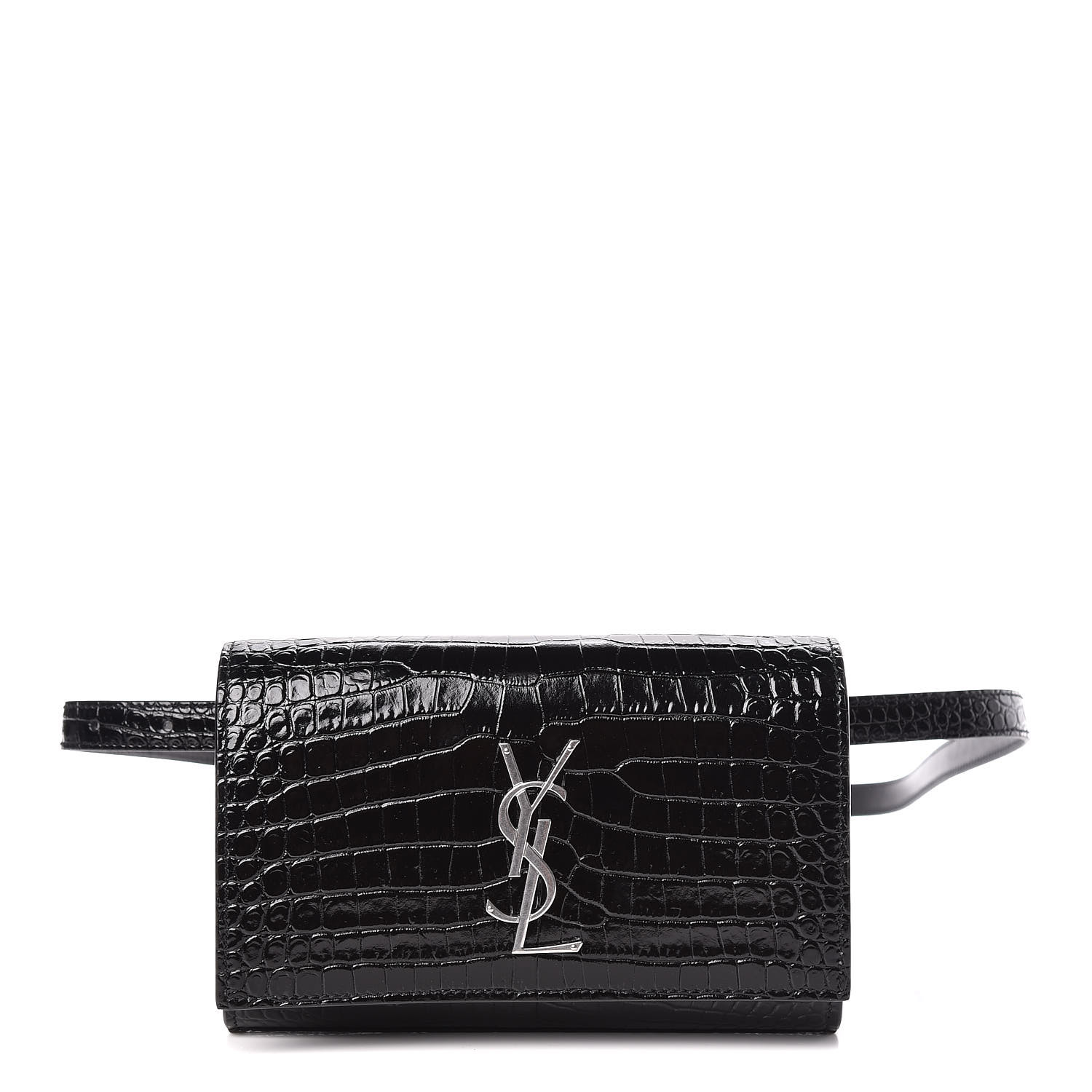 black croc belt bag