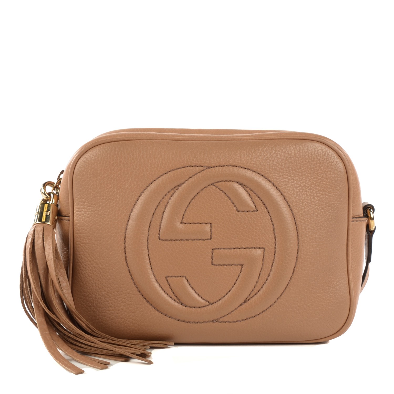 GUCCI Pebbled Calfskin Small Soho Disco Bag Rose Beige 118840