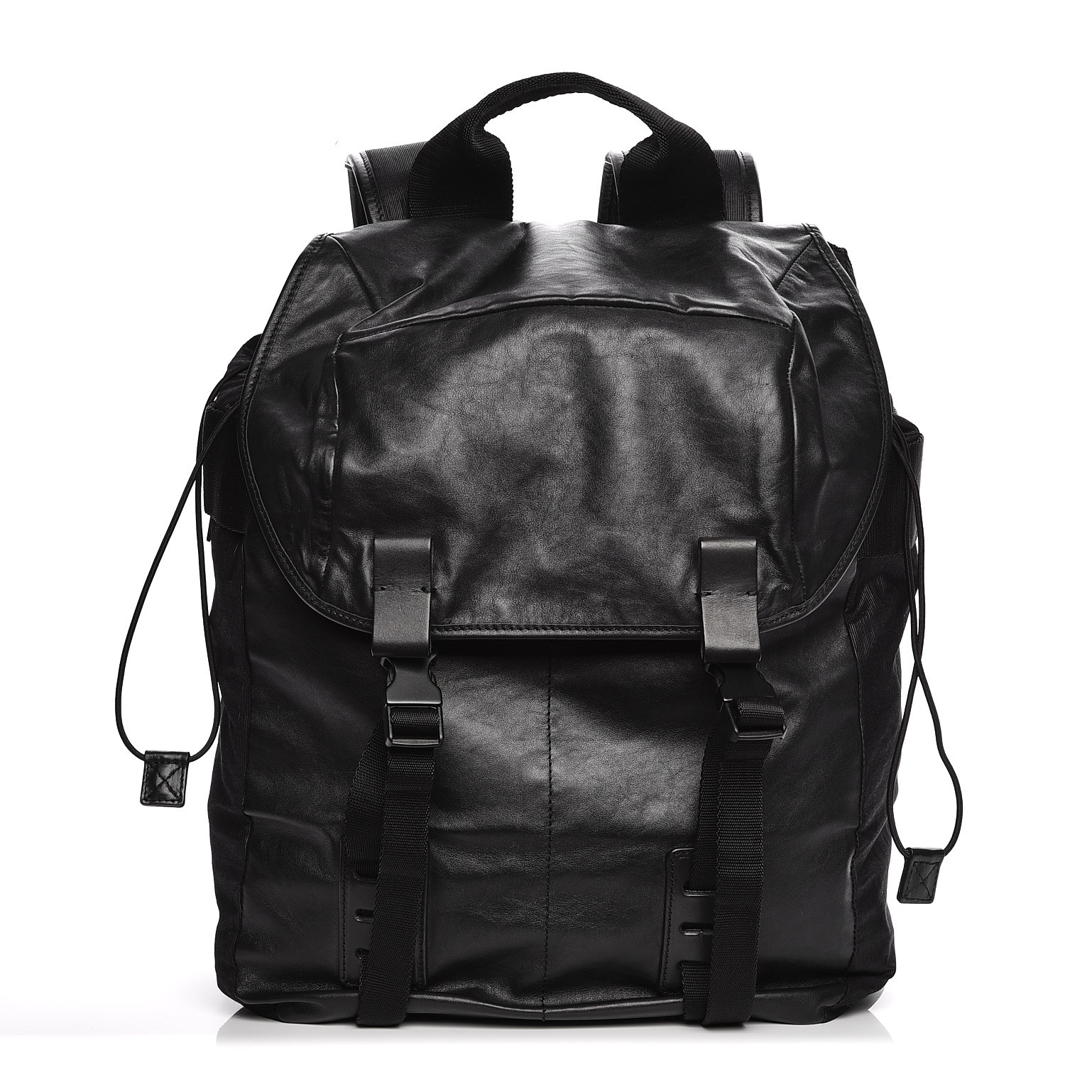 LANVIN Calfskin Paper Style Backpack Black 207792