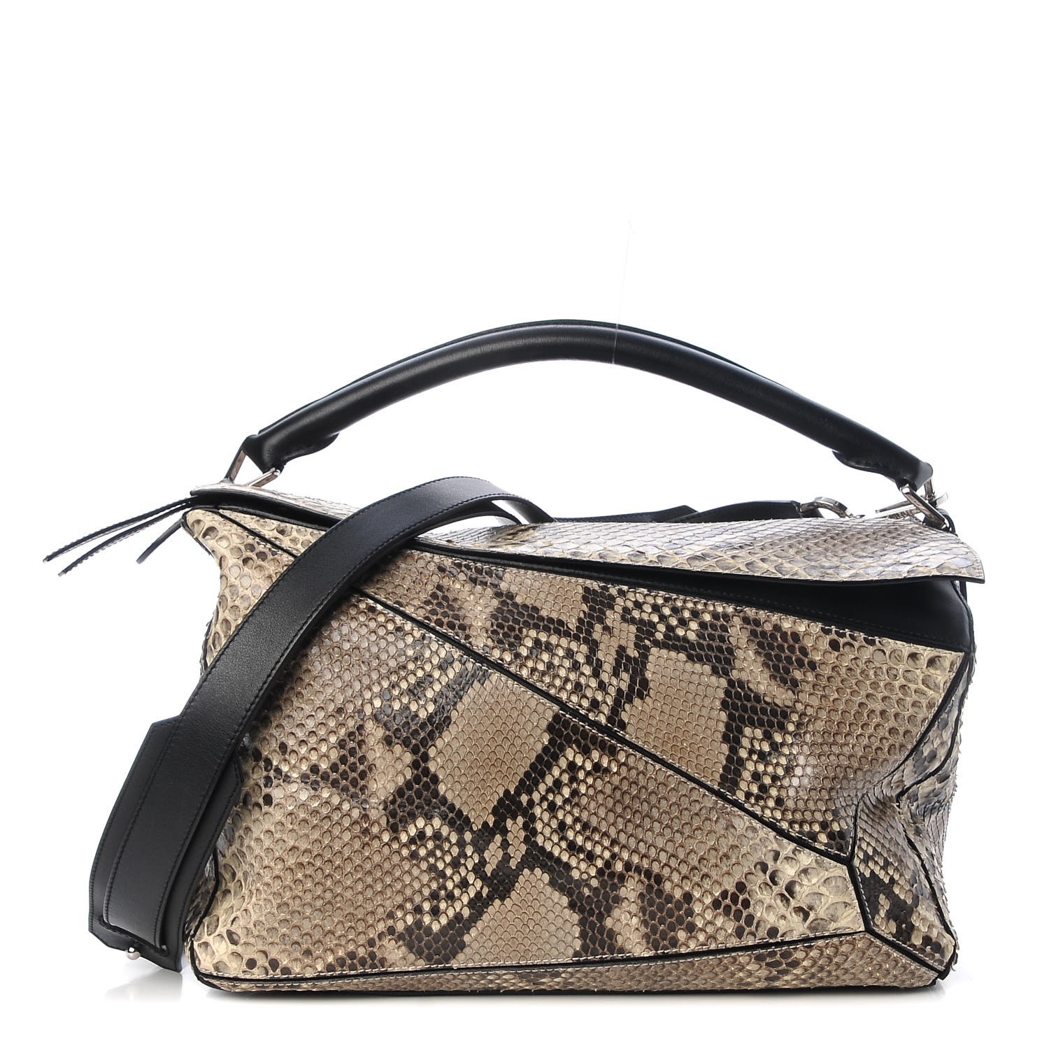 LOEWE Python Large Puzzle Bag Black 