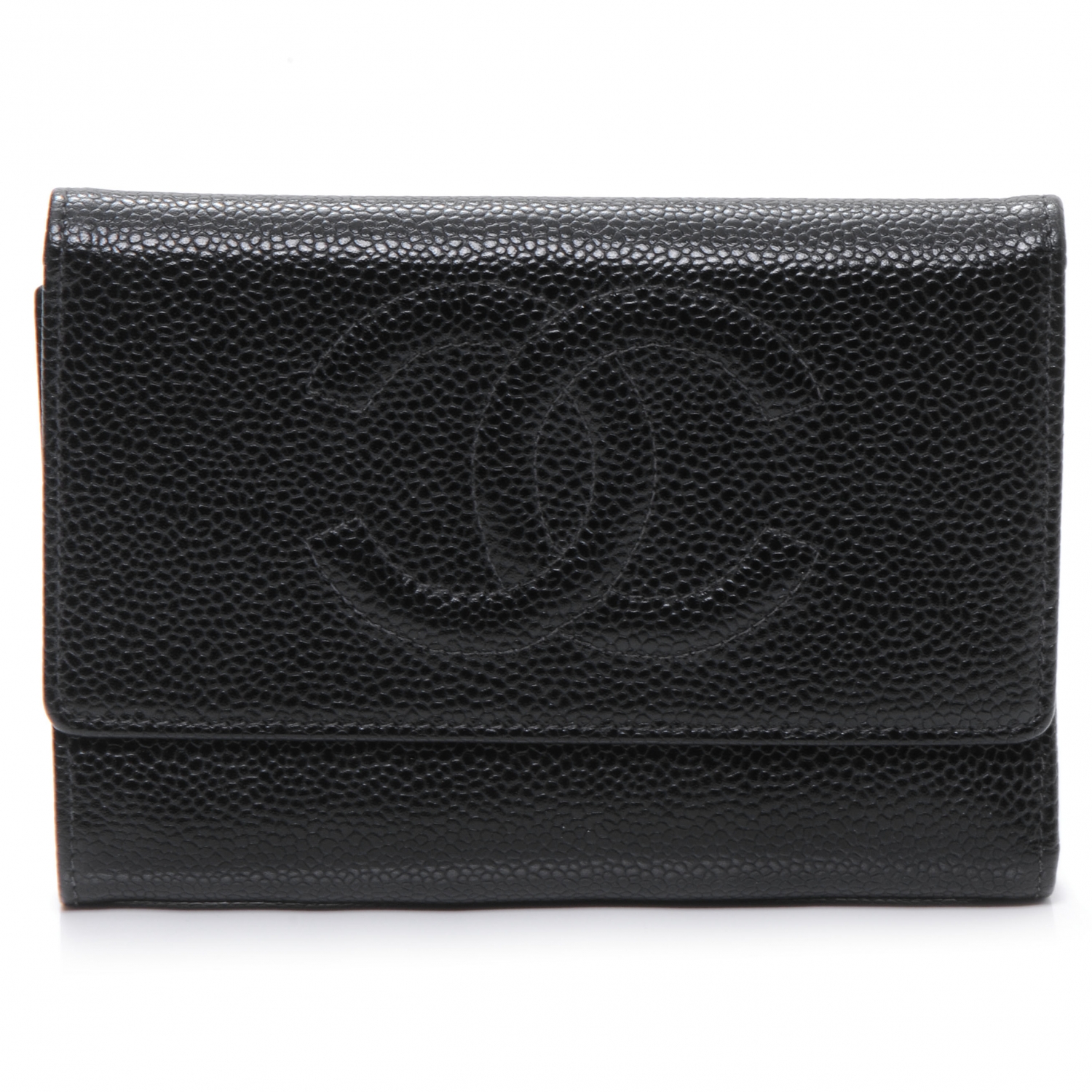 CHANEL Caviar CC Flap Wallet Black 50305