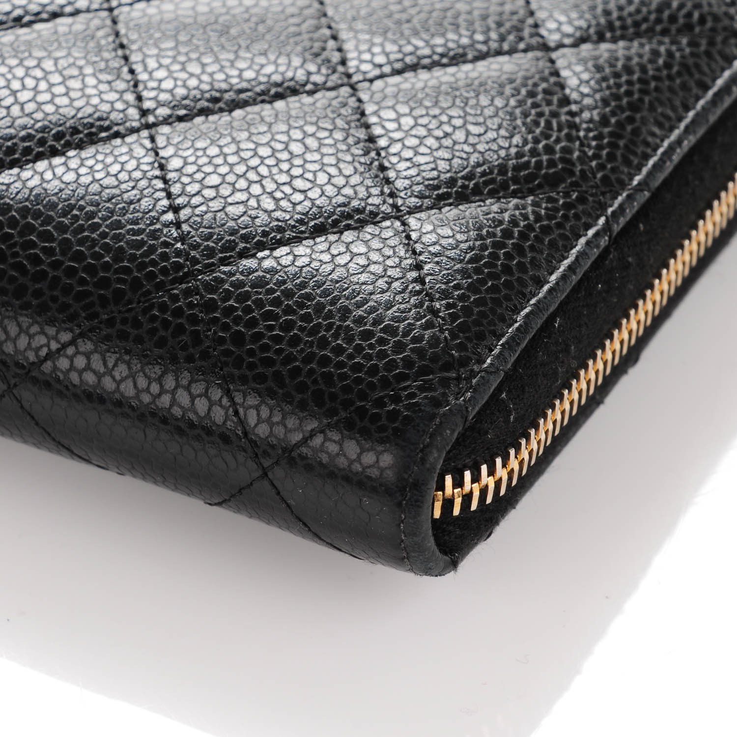 CHANEL Caviar Quilted Large Zip Around Organizer Wallet Black 152824