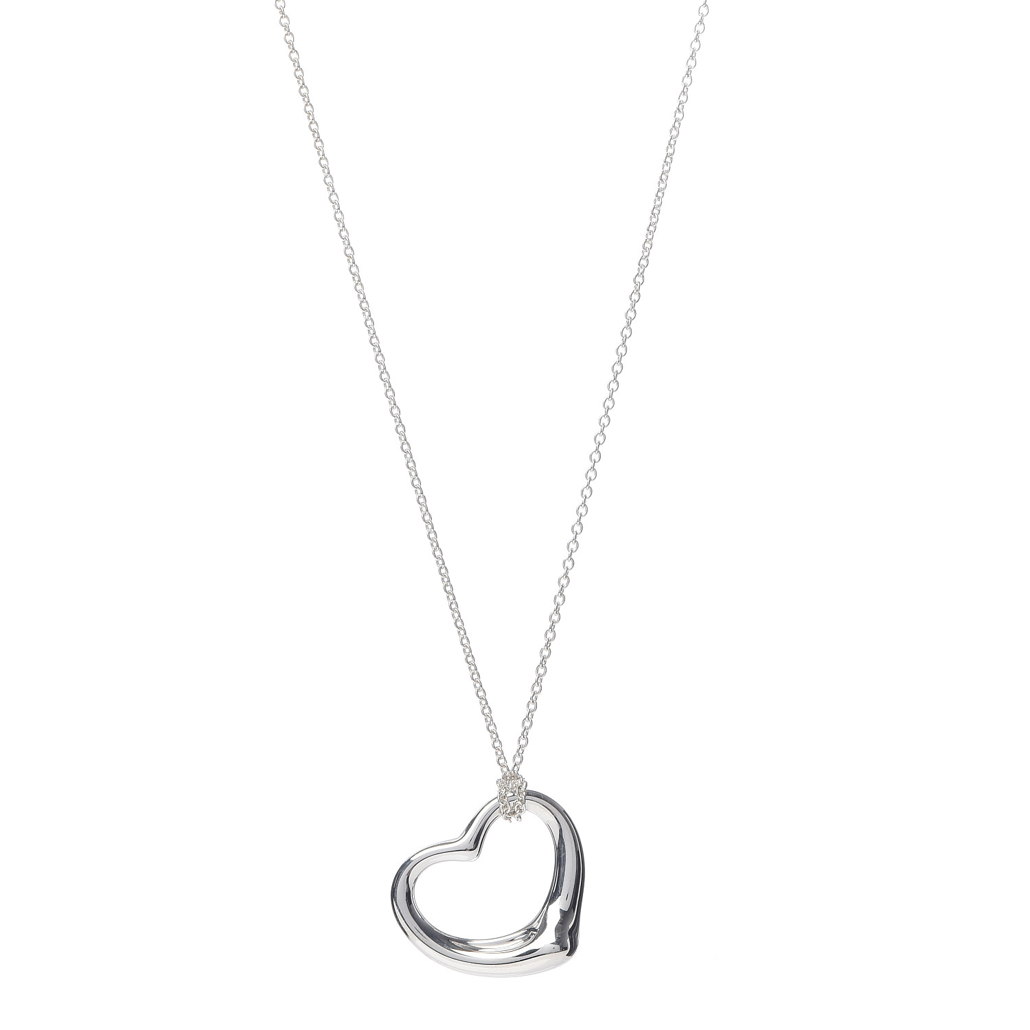 TIFFANY Sterling Silver 27mm Elsa Peretti Open Heart Pendant Necklace ...