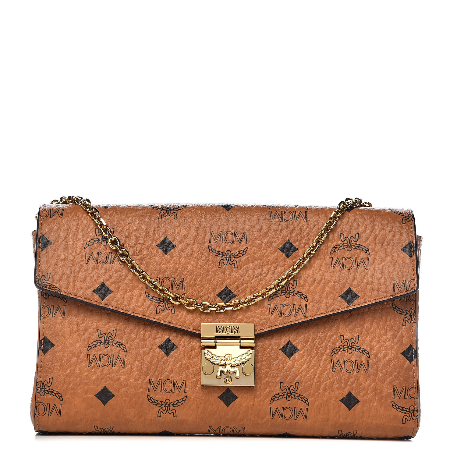 MCM Visetos Medium Patricia Wallet On Chain Cognac 515157