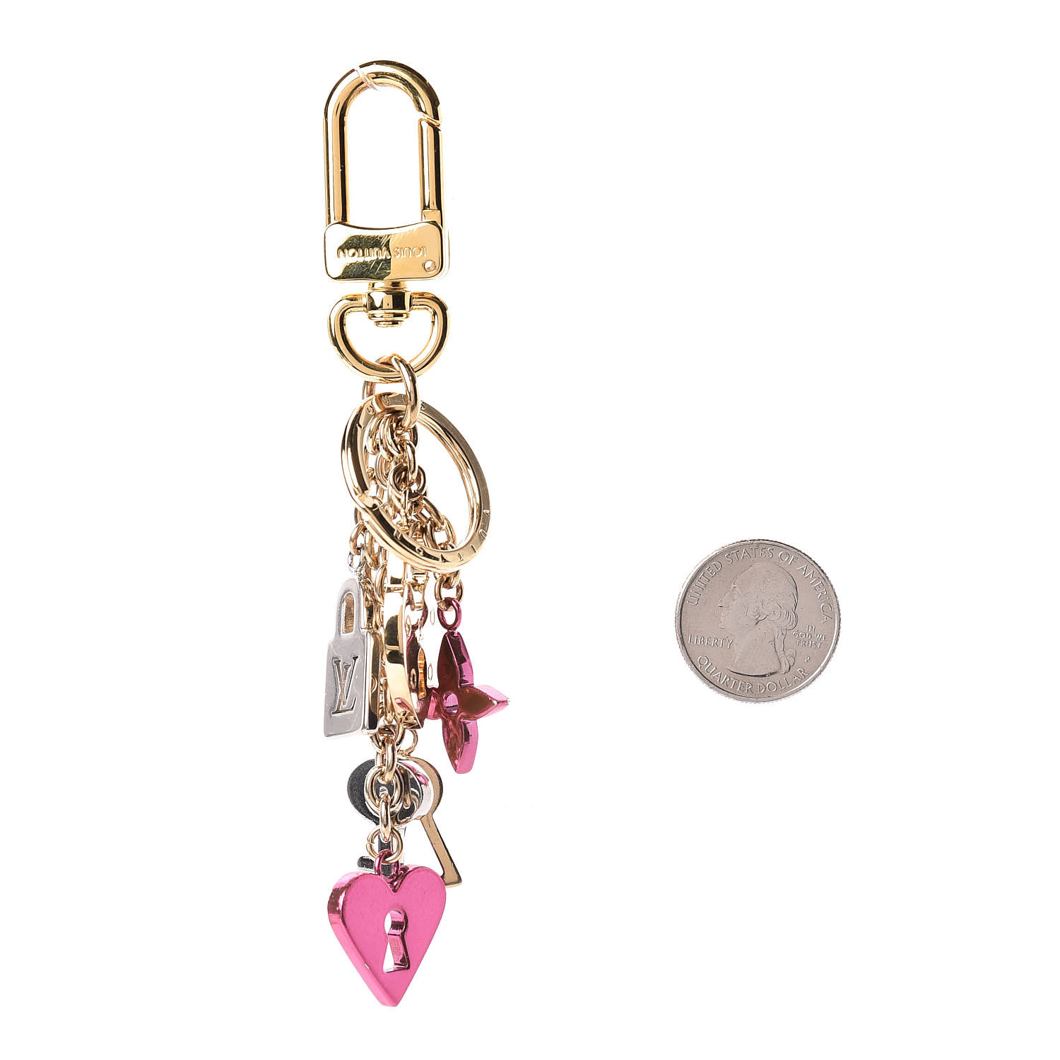 LOUIS VUITTON Love Lock Heart Key Chain Holder Bag Charm 448102