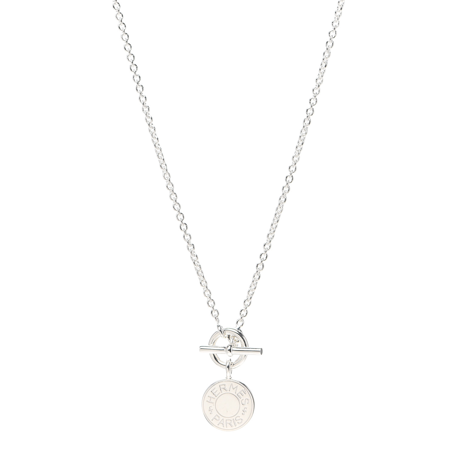 HERMES Sterling Silver Amulettes H Confettis Pendant Necklace 742457